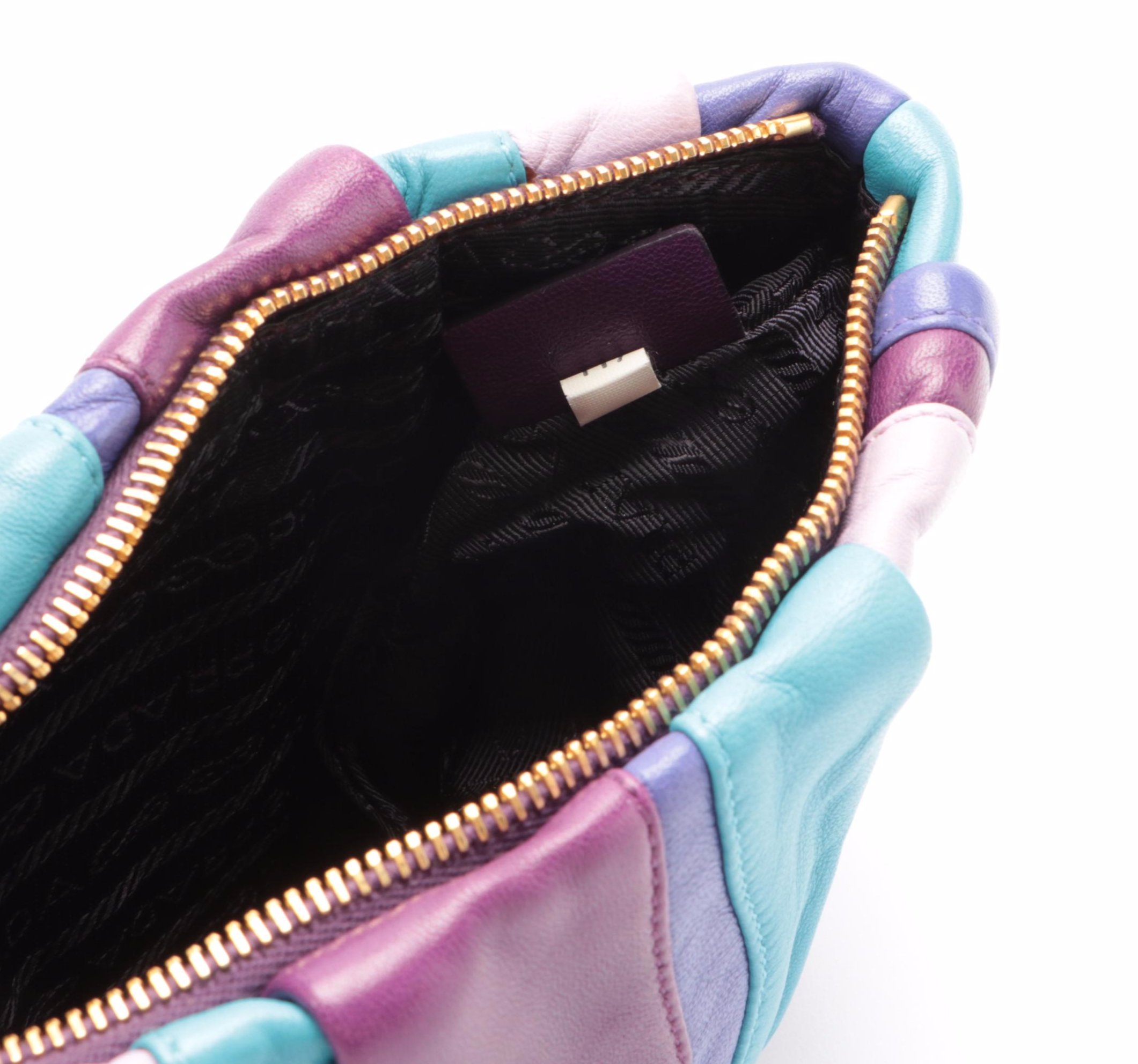 Prada Napa Multicolor Stripes Leather Pouch