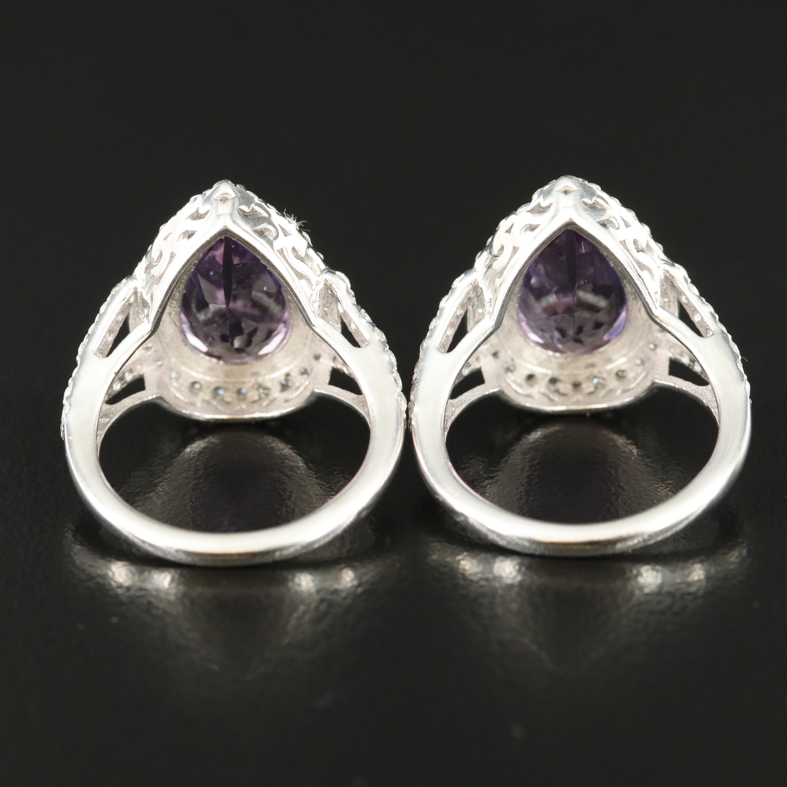 Sterling Rings Including Amethyst, Zircon and Topaz