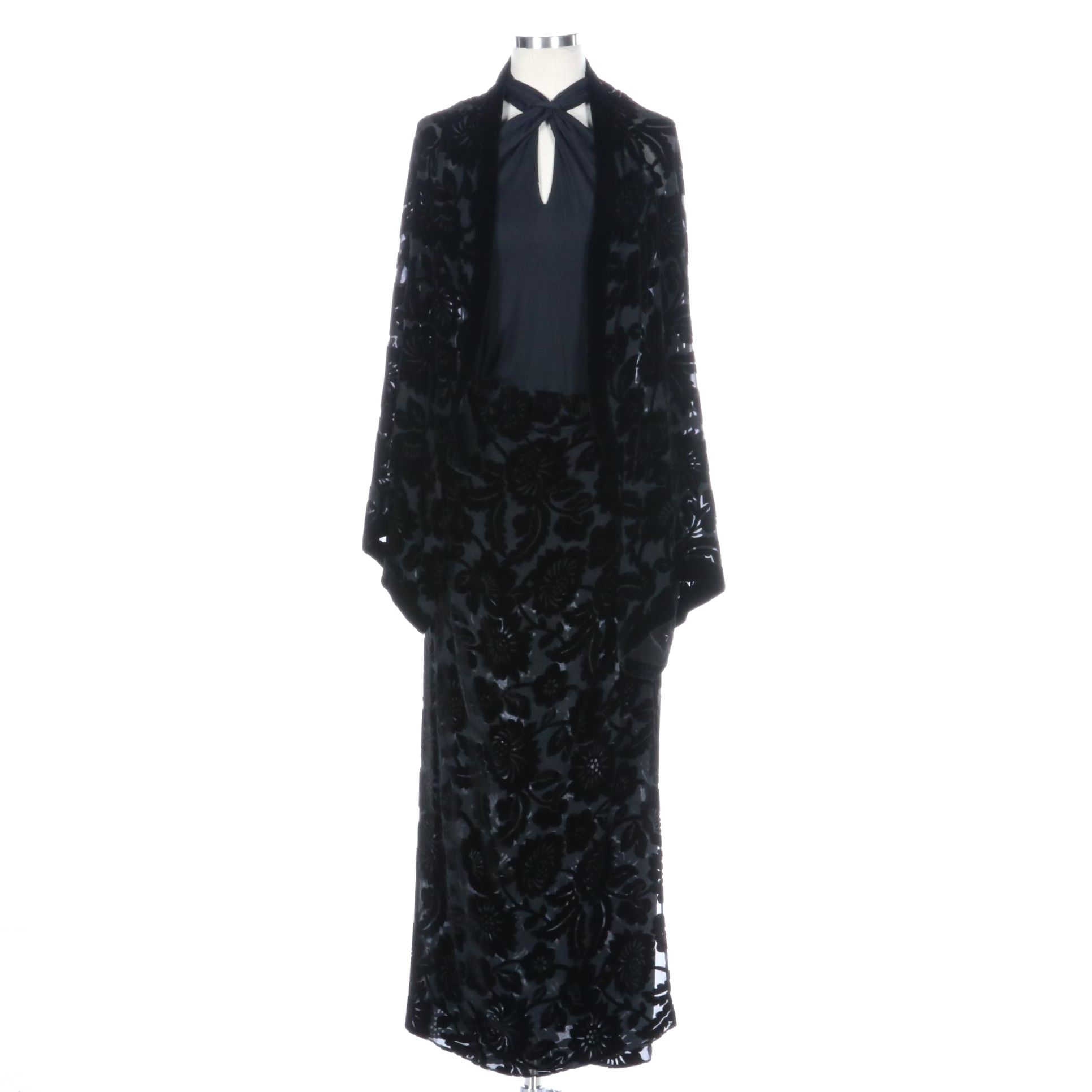 Gucci Halter Top with Harari Velvet Burnout Skirt and Jacket