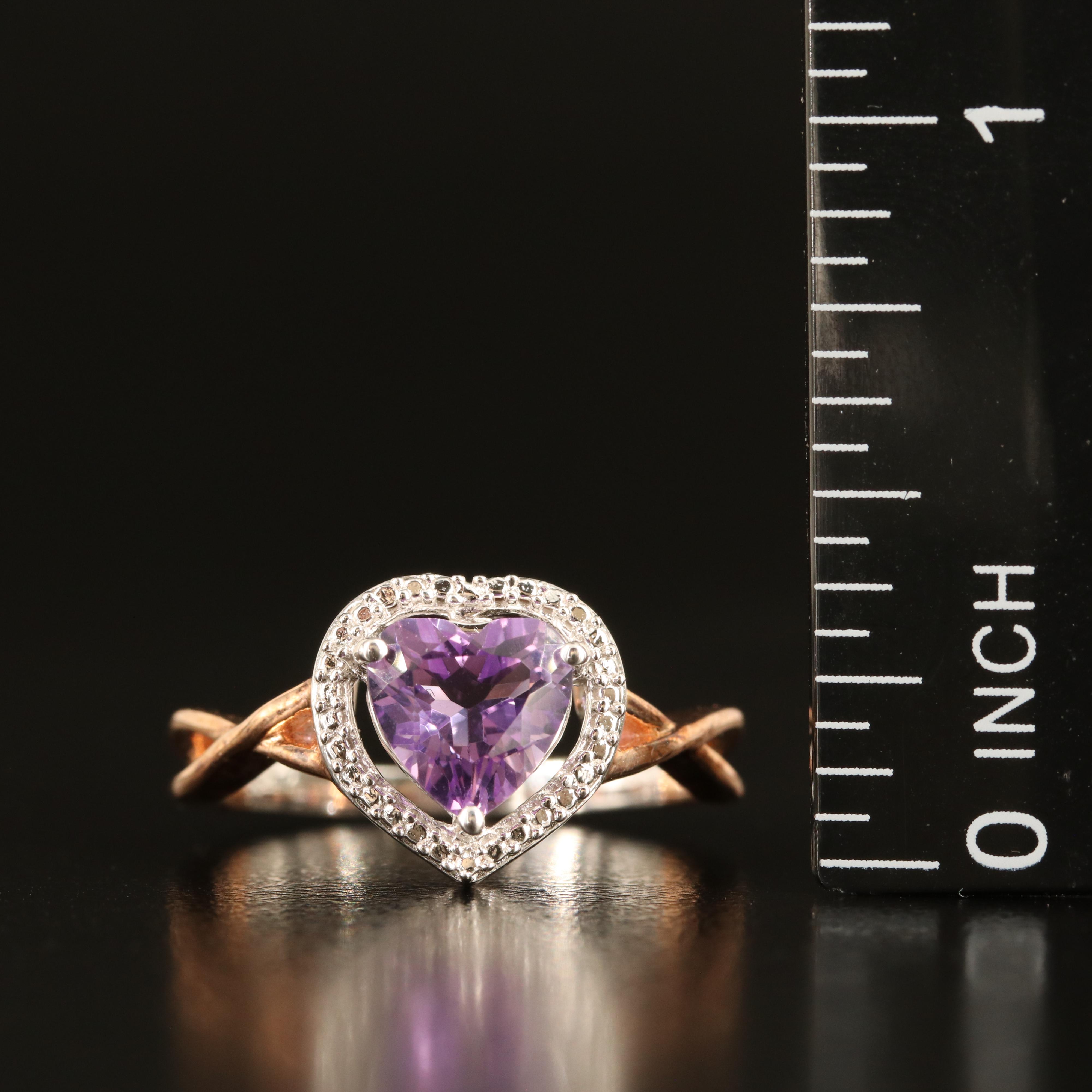 Sterling Amethyst Heart Ring