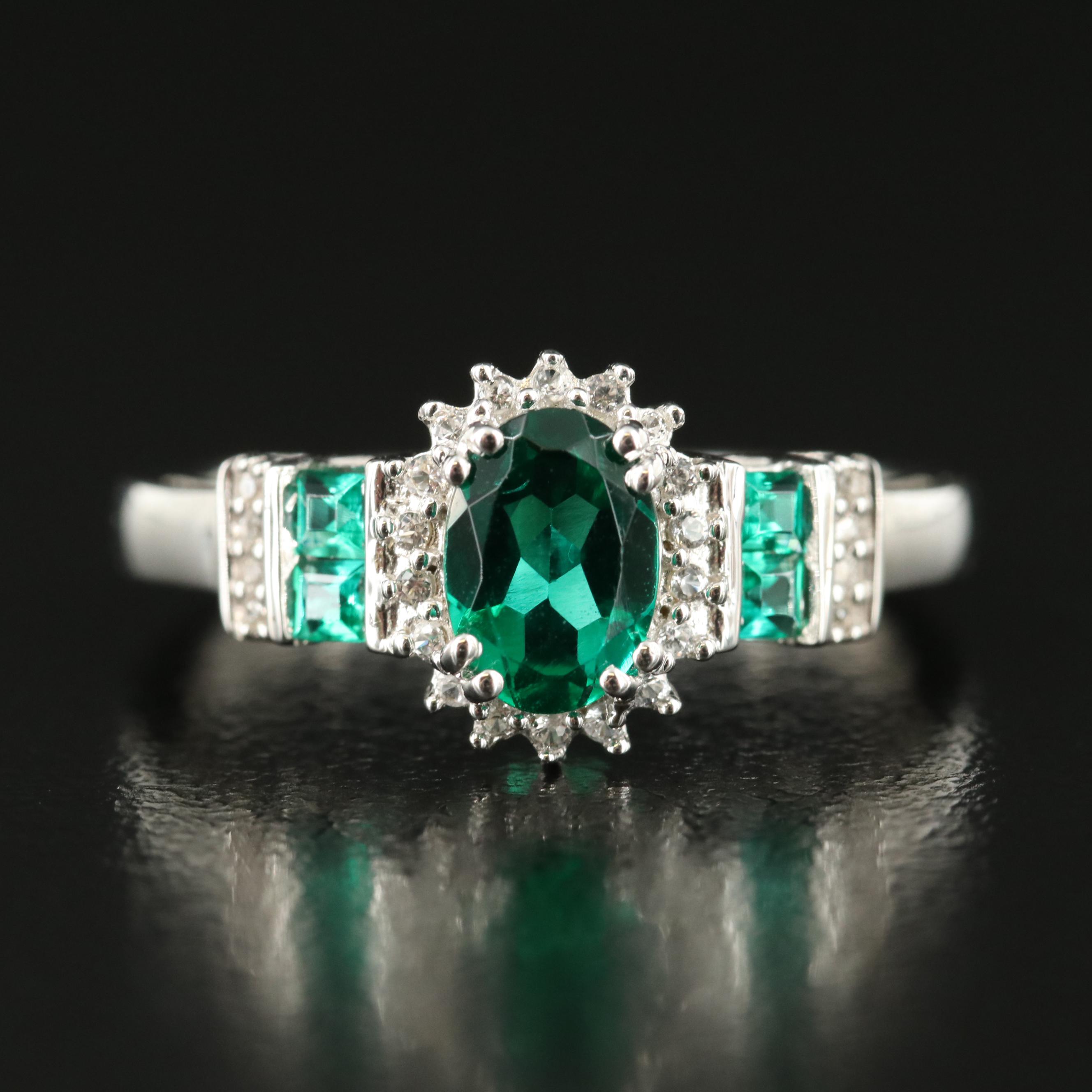 Sterling Emerald and Sapphire Ring