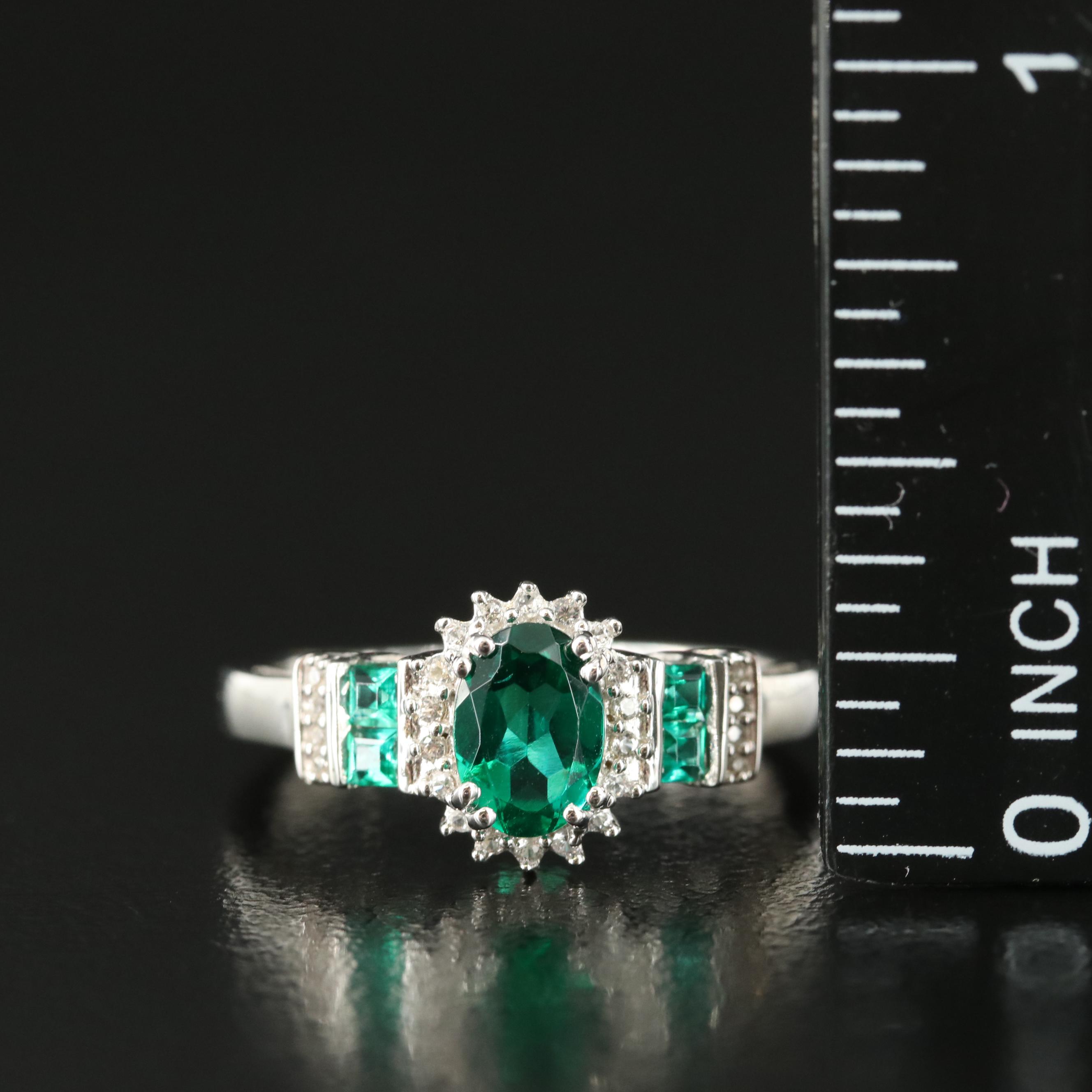 Sterling Emerald and Sapphire Ring