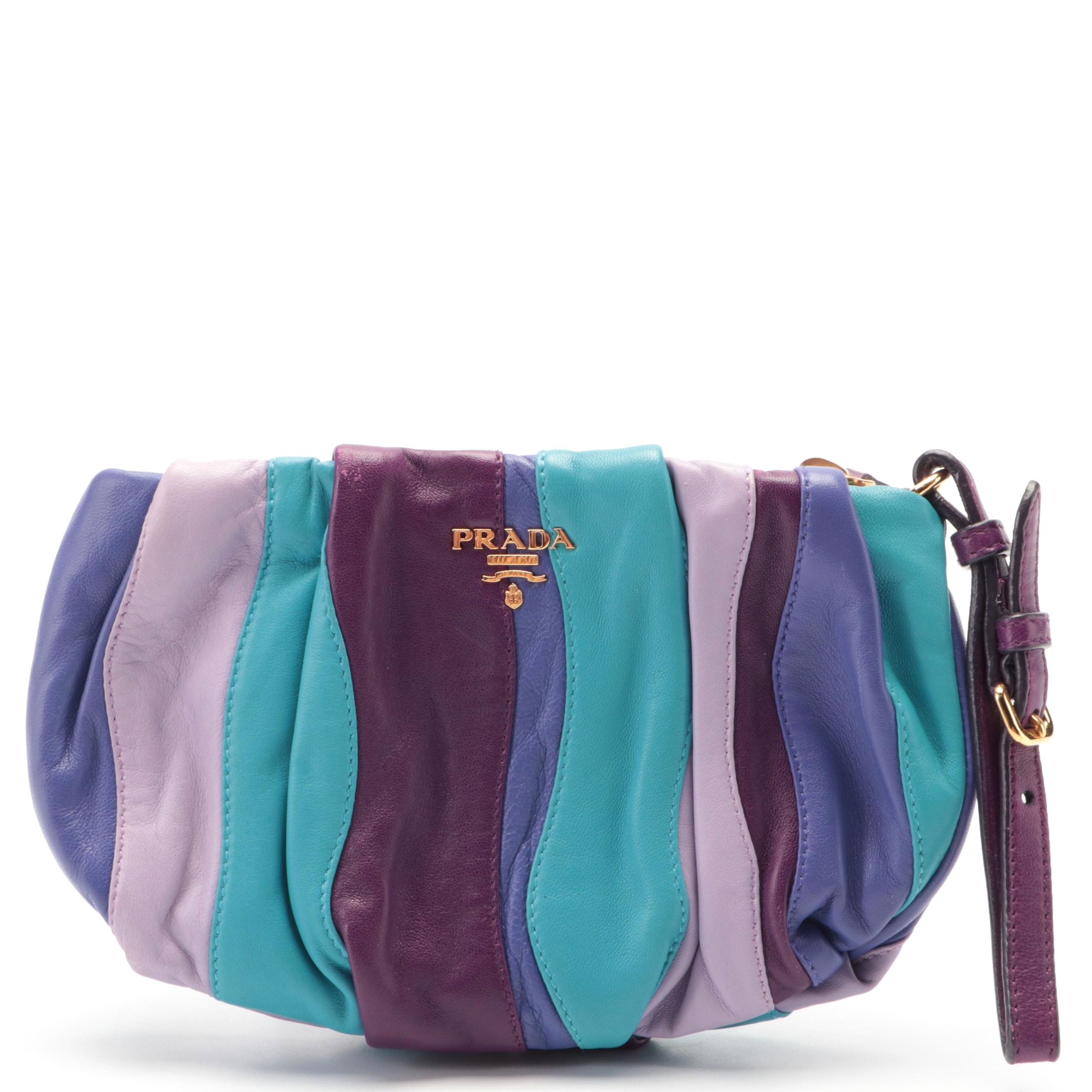 Prada Napa Multicolor Stripes Leather Pouch