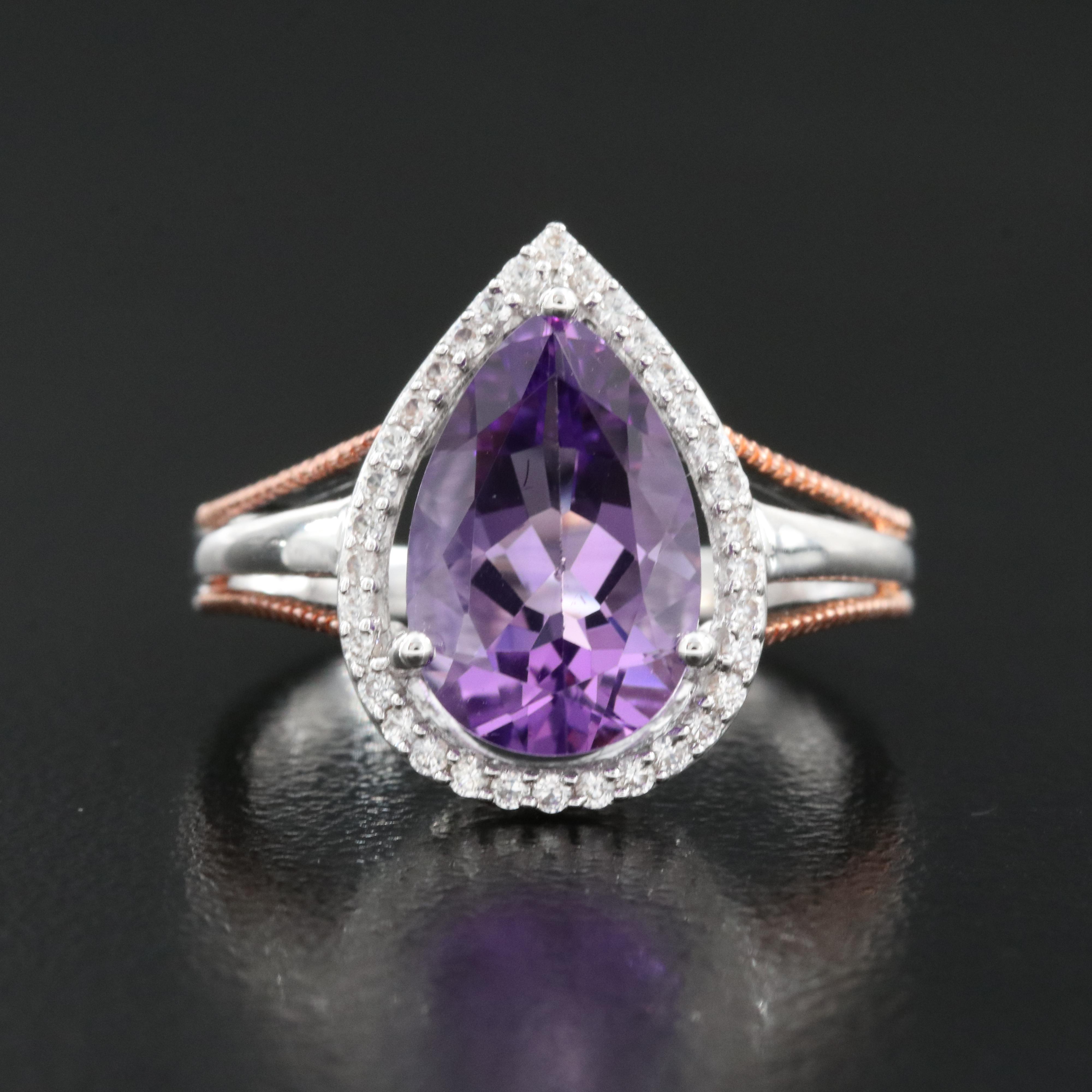 Sterling Amethyst and Sapphire Ring