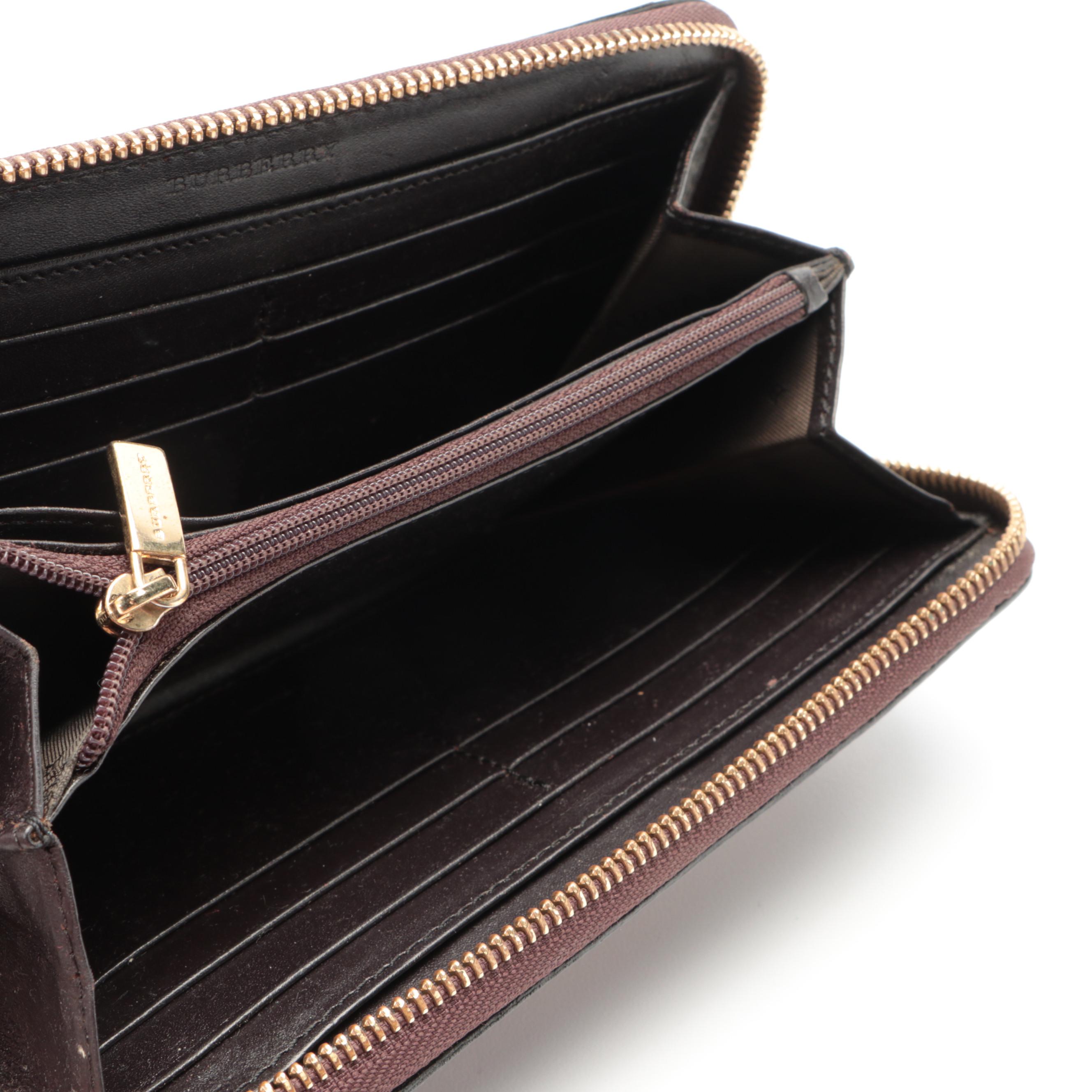 Burberry Haymarket Check Coated Canvas and Perforated Leather Wallet