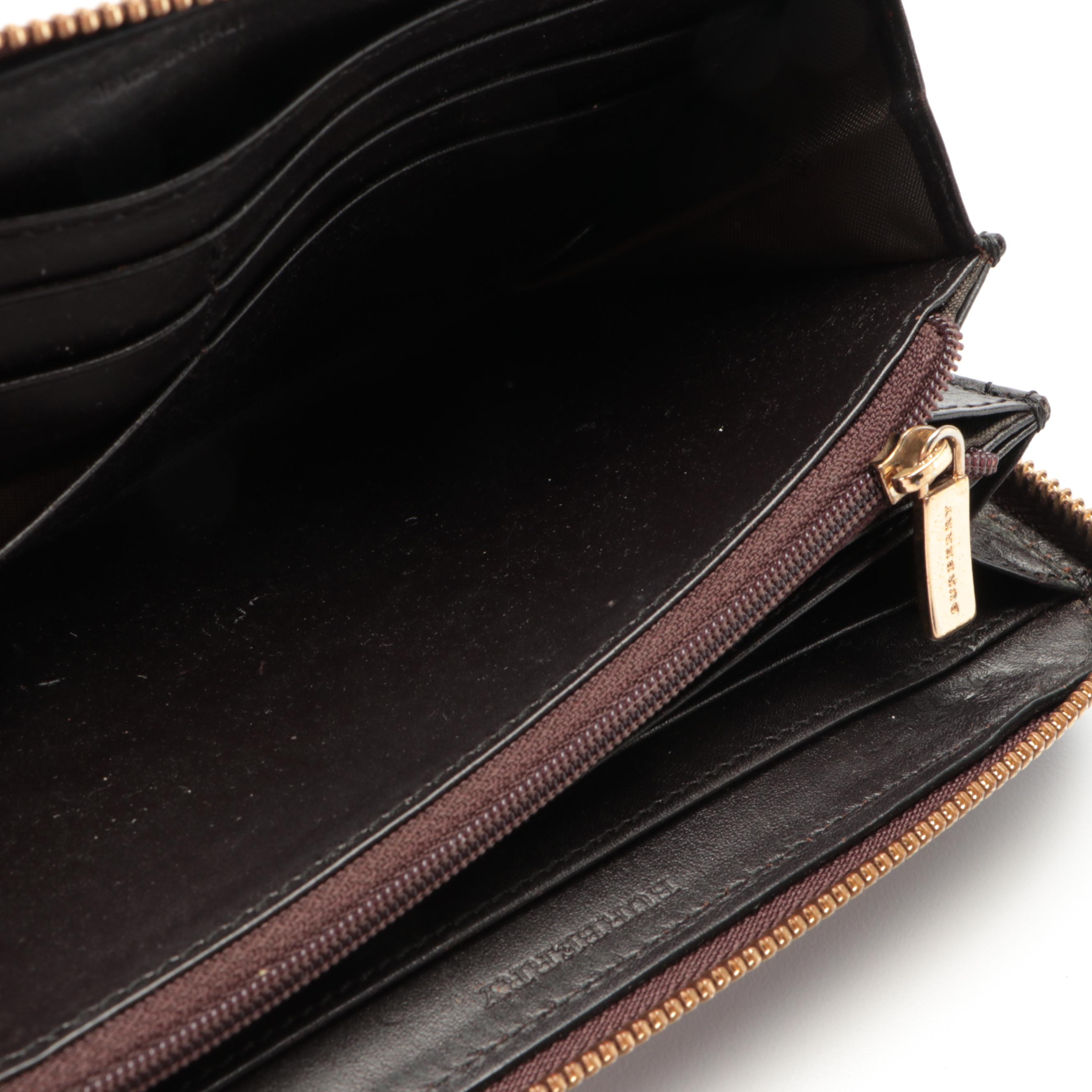 Burberry Haymarket Check Coated Canvas and Perforated Leather Wallet