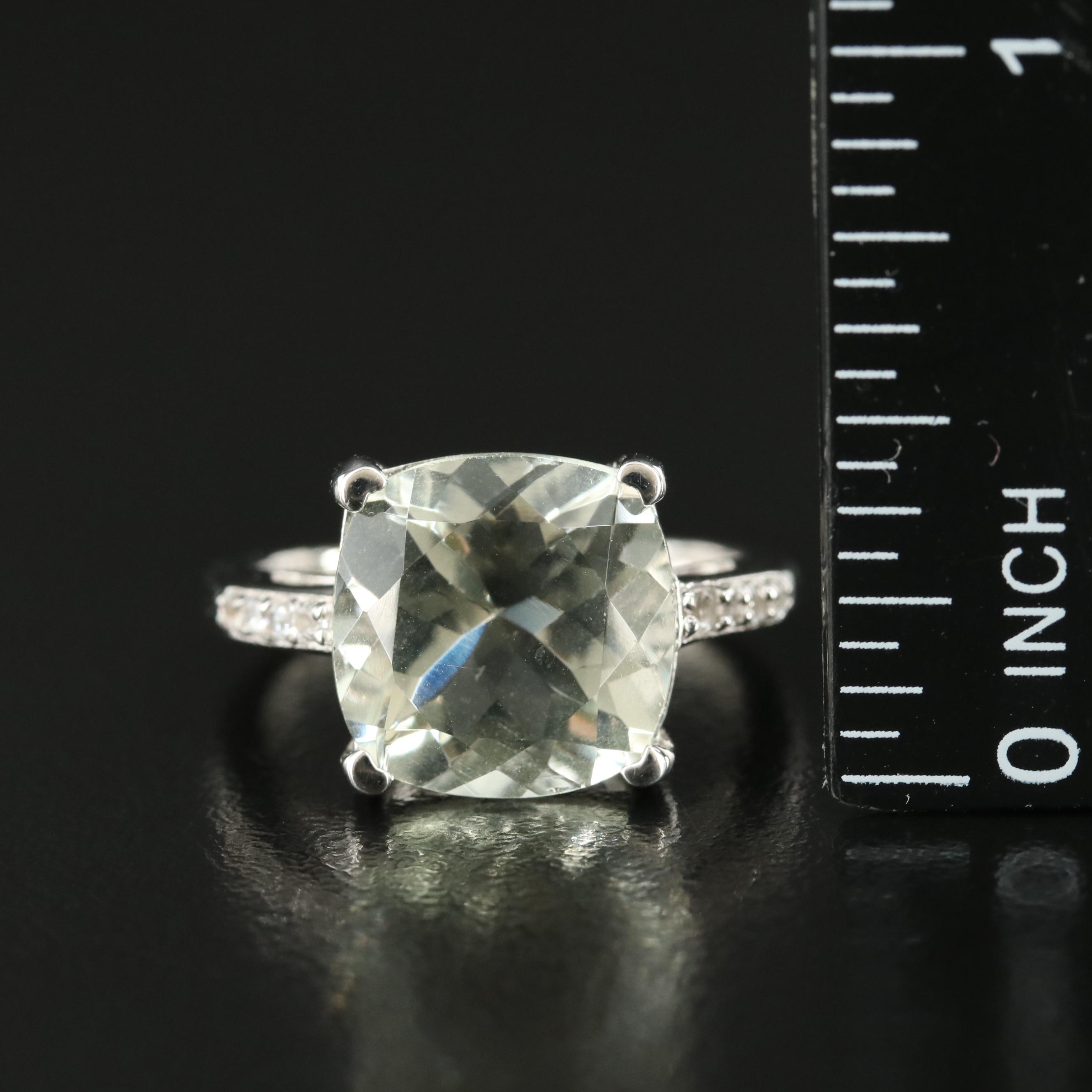 Sterling Prasiolite, Topaz and Cubic Zirconia Rings