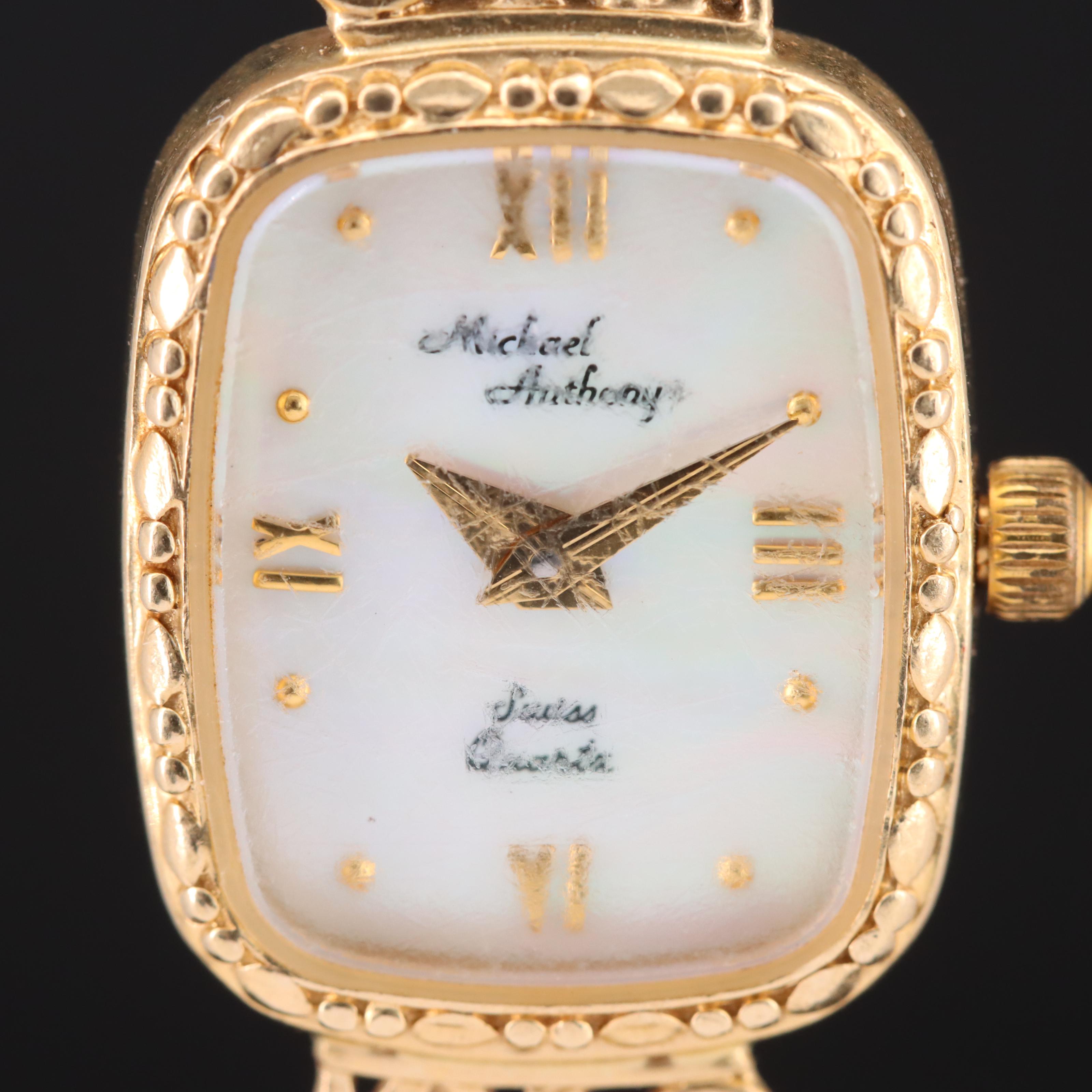 14K Michael Anthony Swiss Quartz Mother-of-Pearl Dial Watch
