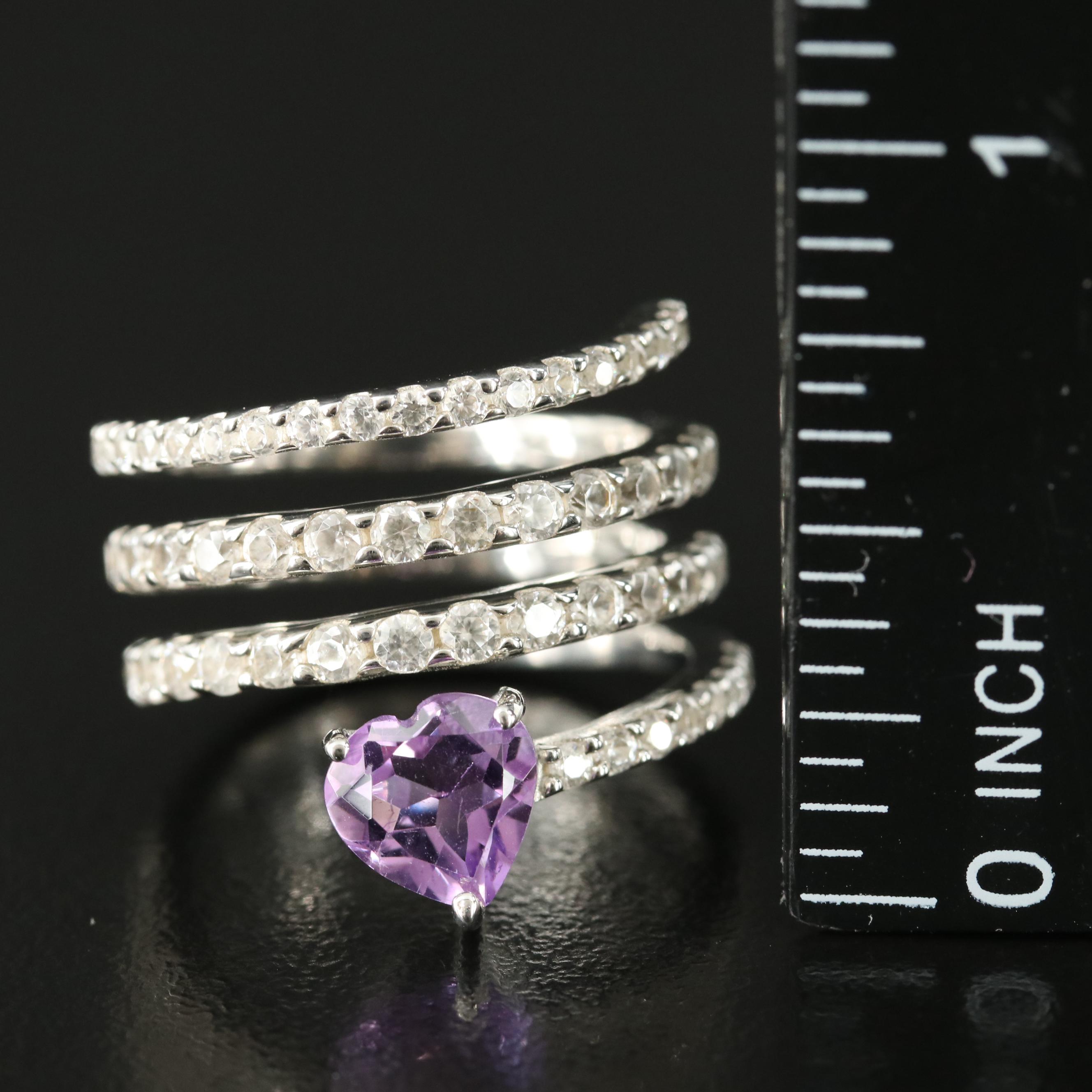 Sterling Amethyst and Zircon Wrap Ring
