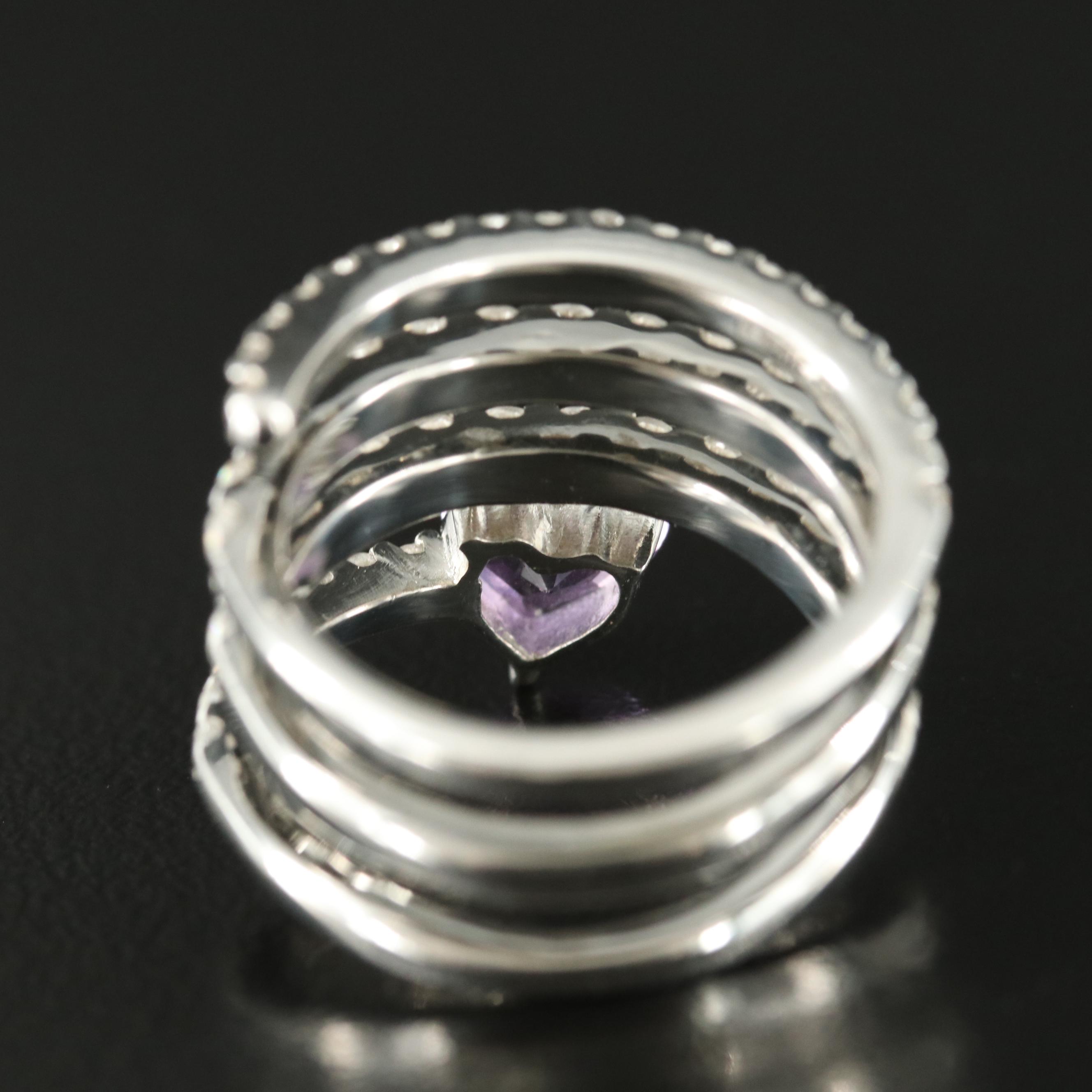 Sterling Amethyst and Zircon Wrap Ring