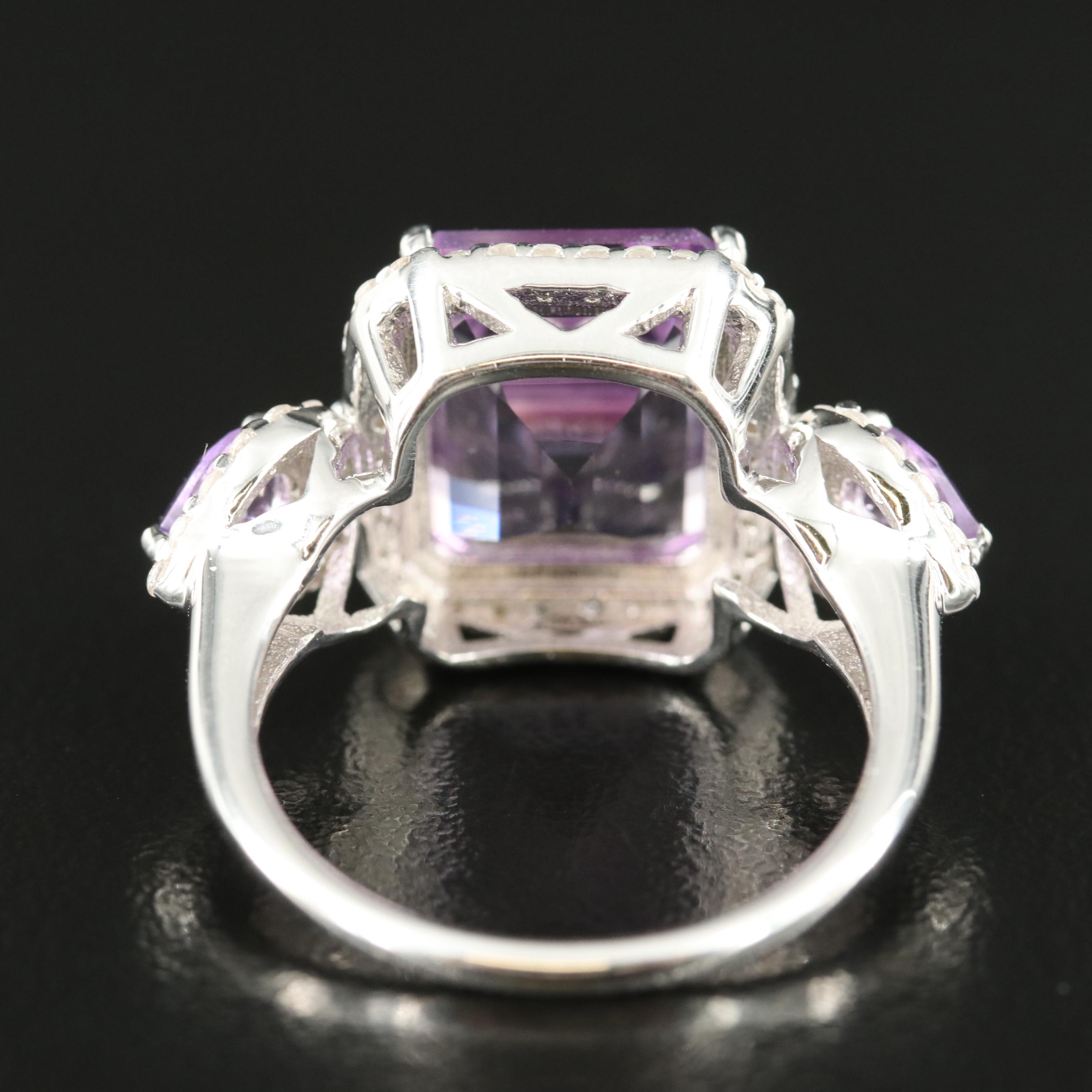 Sterling Amethyst and Zircon Ring