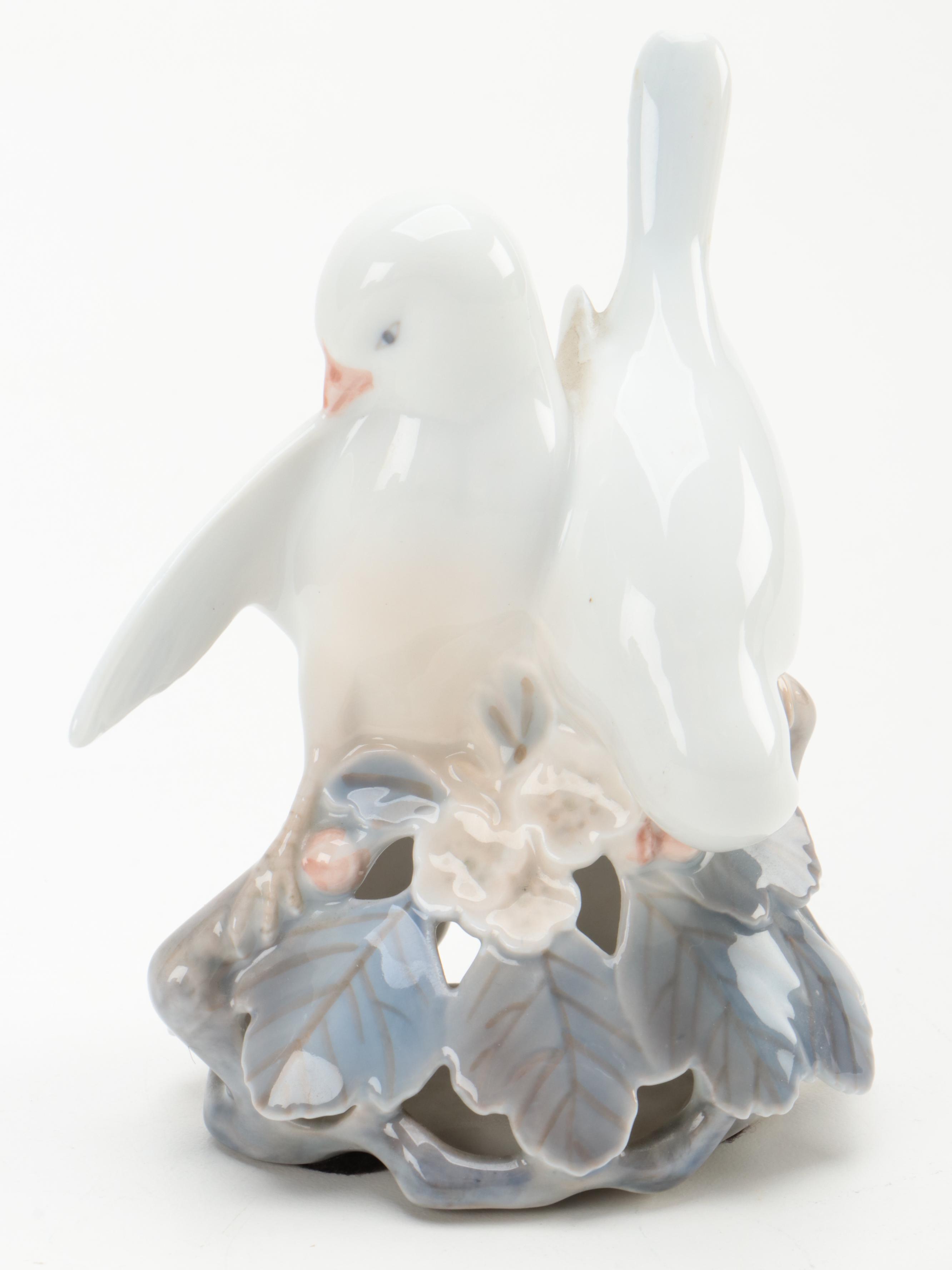 Royal Copenhagen "Love Birds" and "Bluebird" Porcelain Figurines
