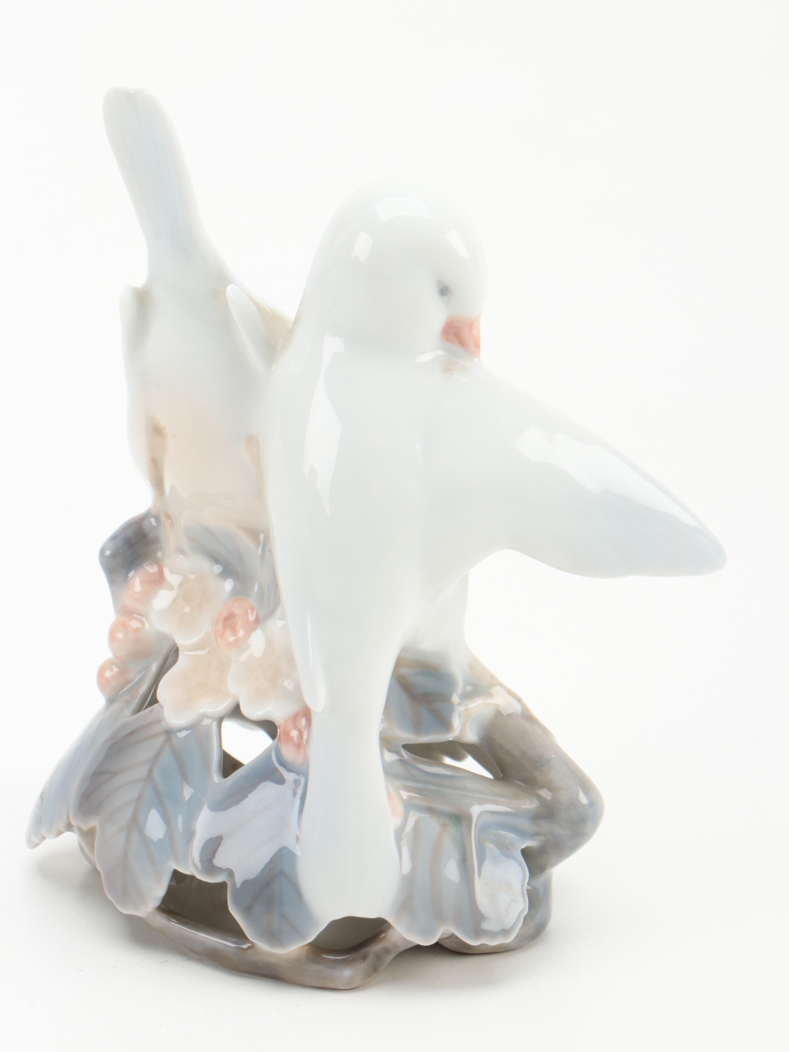 Royal Copenhagen "Love Birds" and "Bluebird" Porcelain Figurines