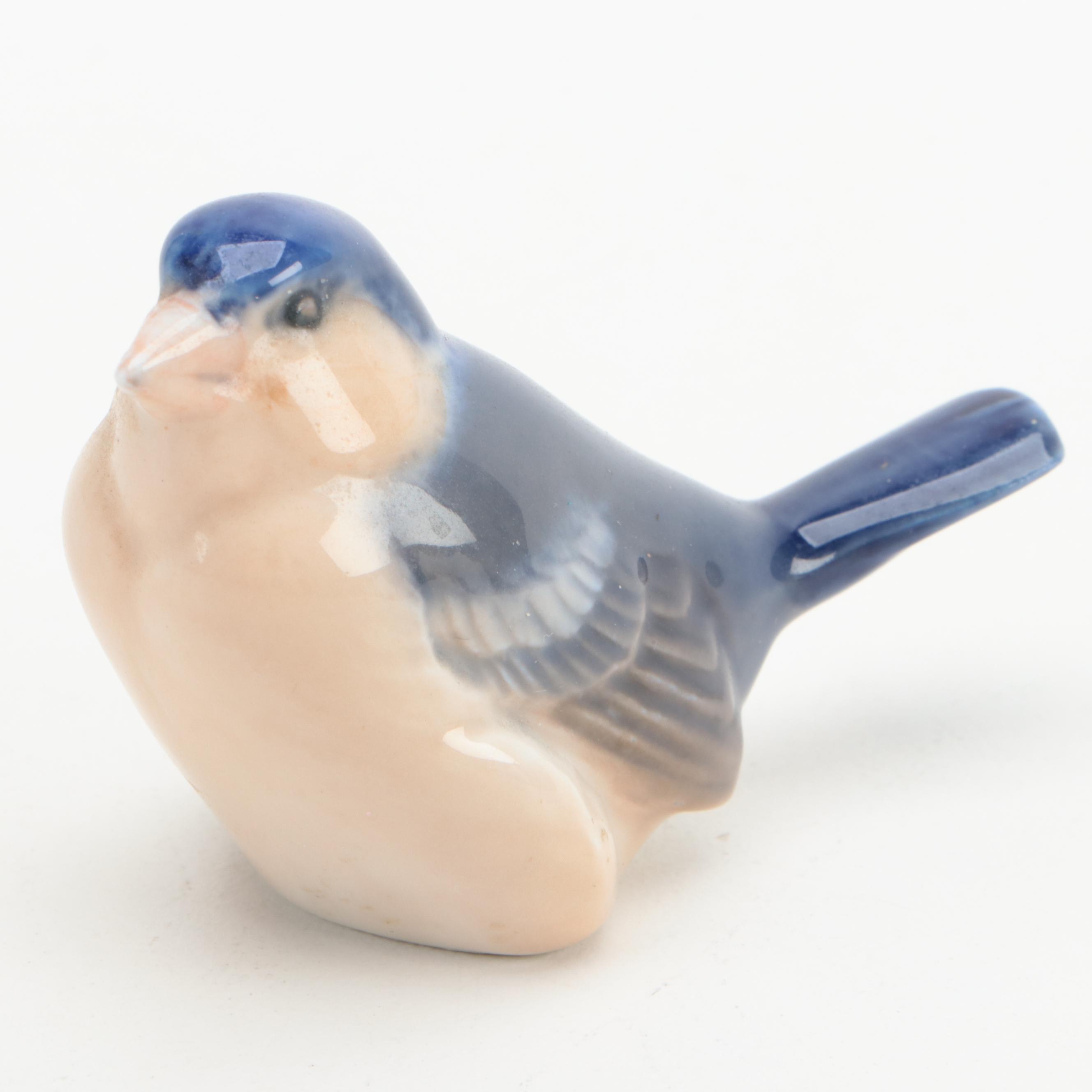 Royal Copenhagen "Love Birds" and "Bluebird" Porcelain Figurines