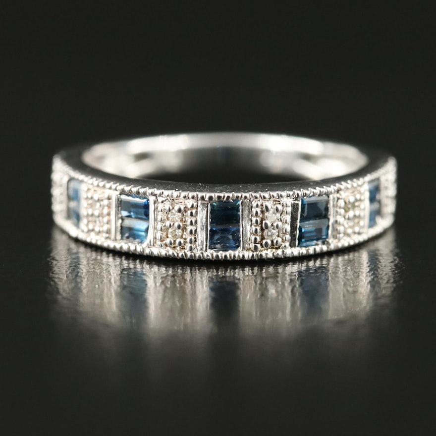 Sterling Sapphire and Diamond Ring