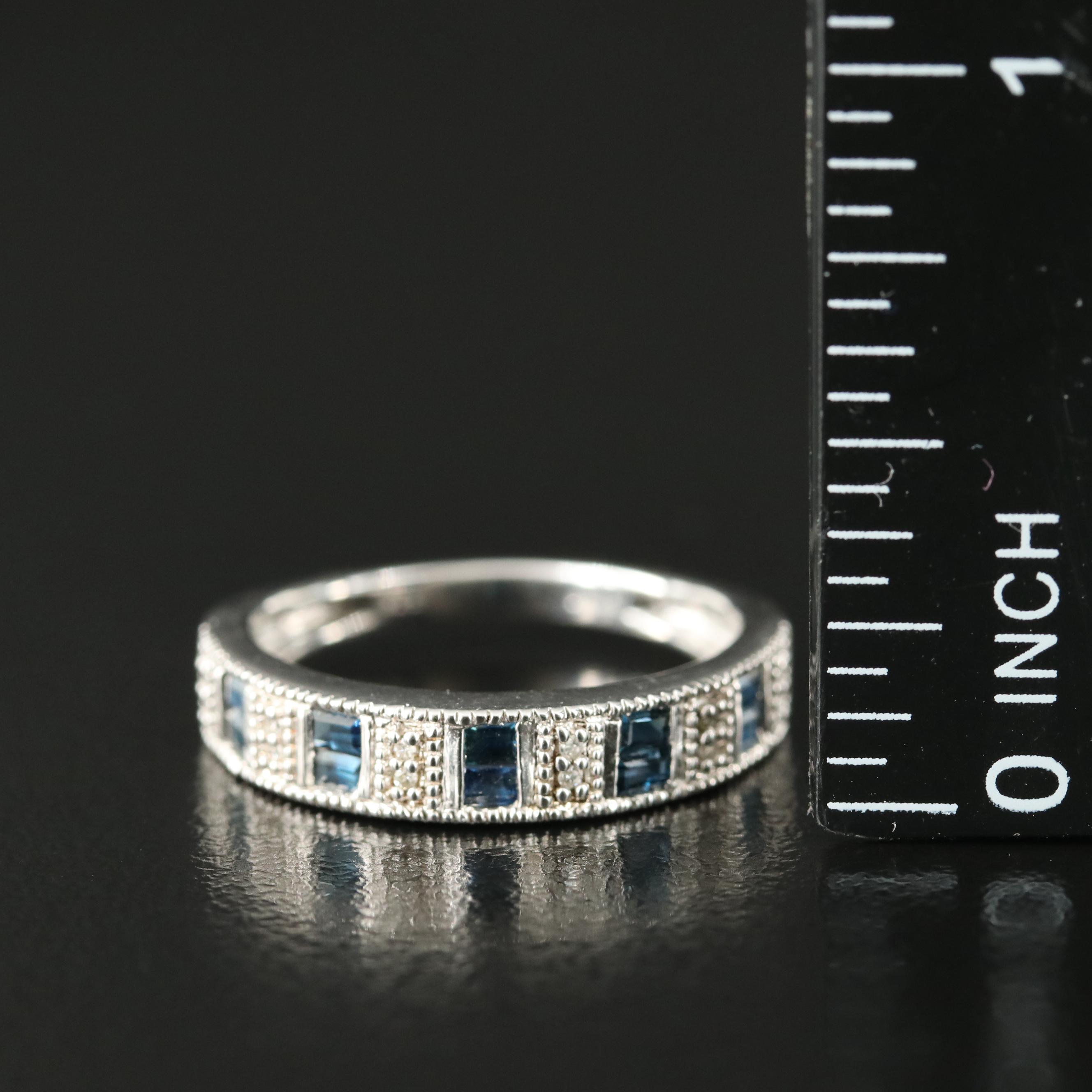 Sterling Sapphire and Diamond Ring