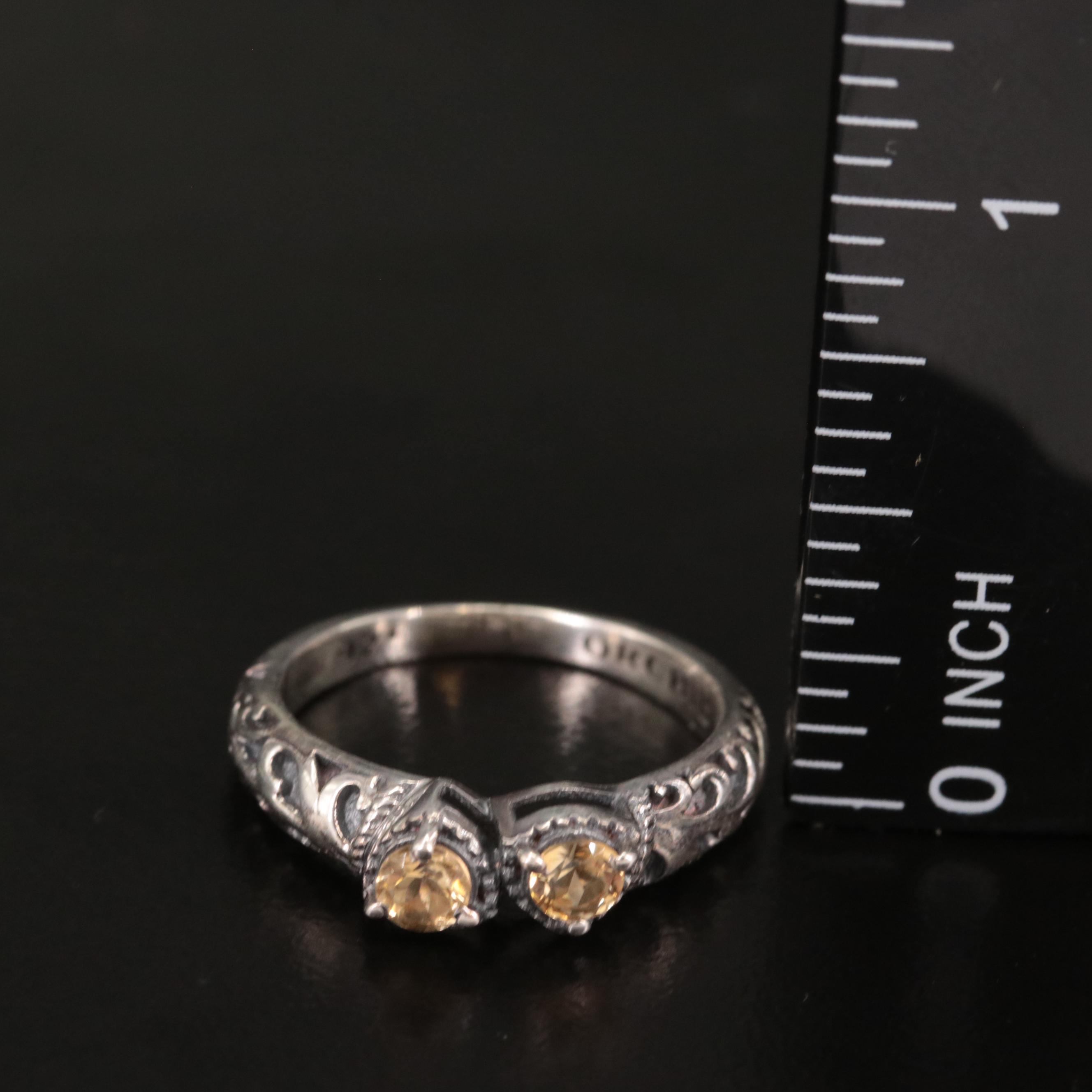 Sterling Citrine Ring with Textured Band