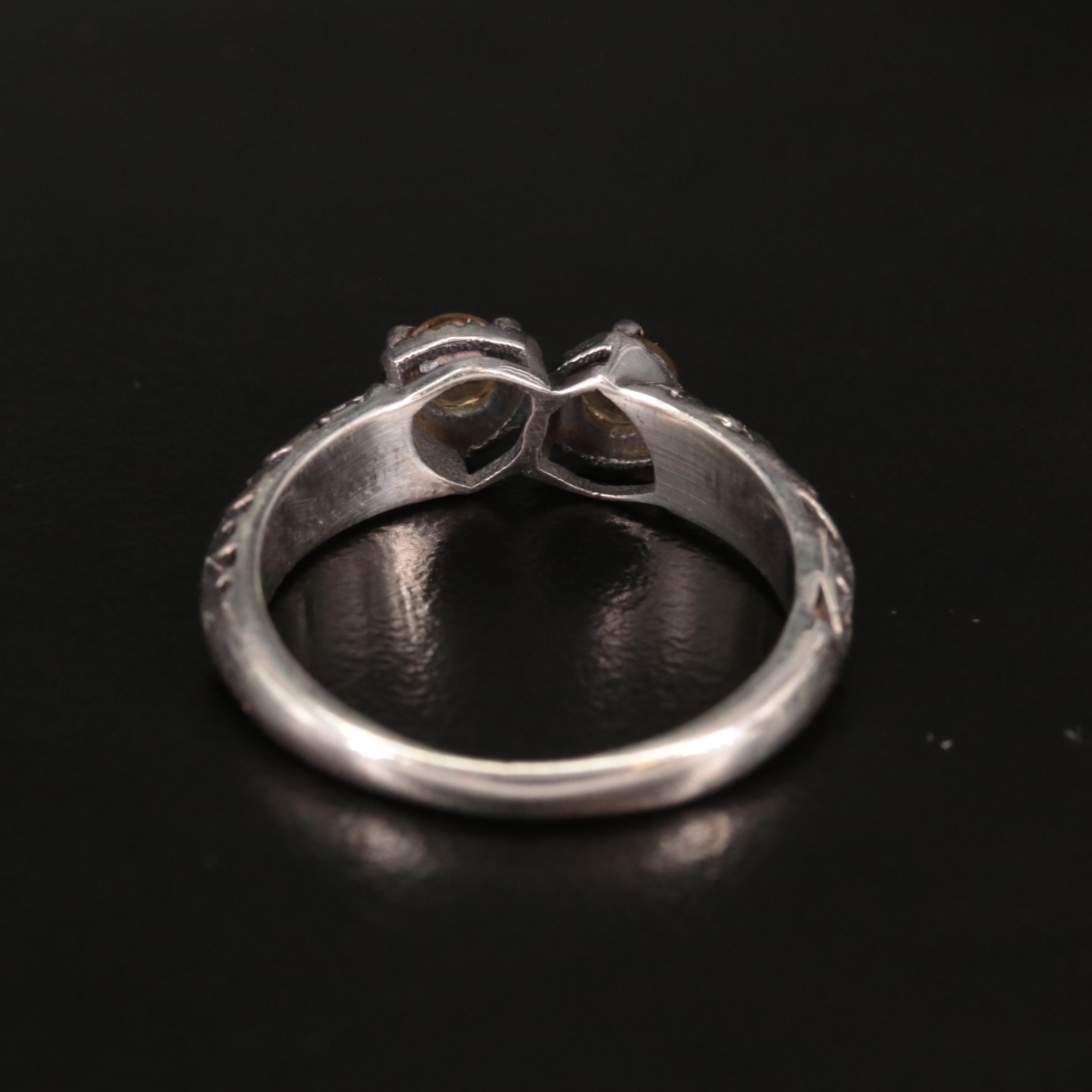 Sterling Citrine Ring with Textured Band