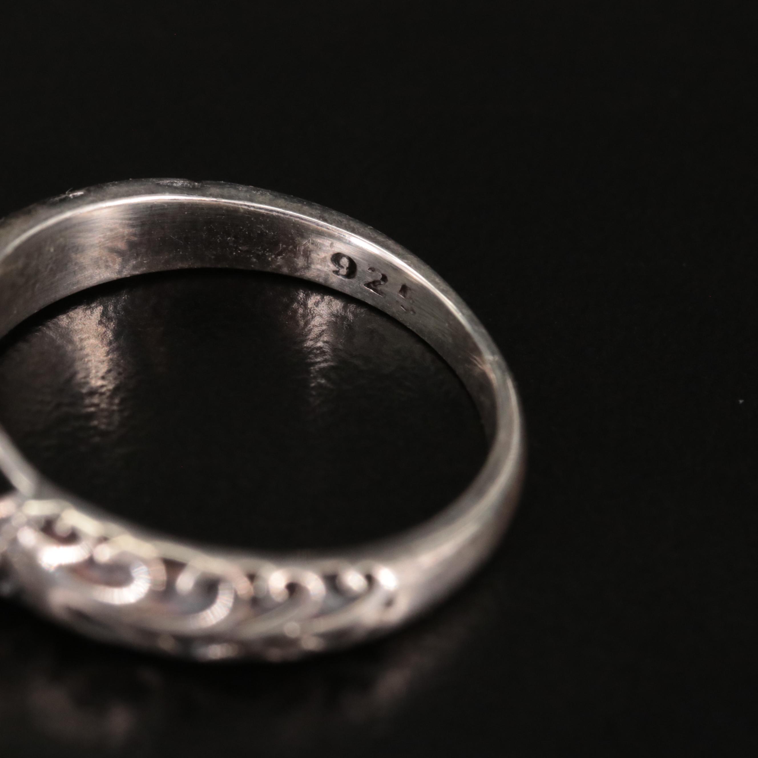 Sterling Citrine Ring with Textured Band