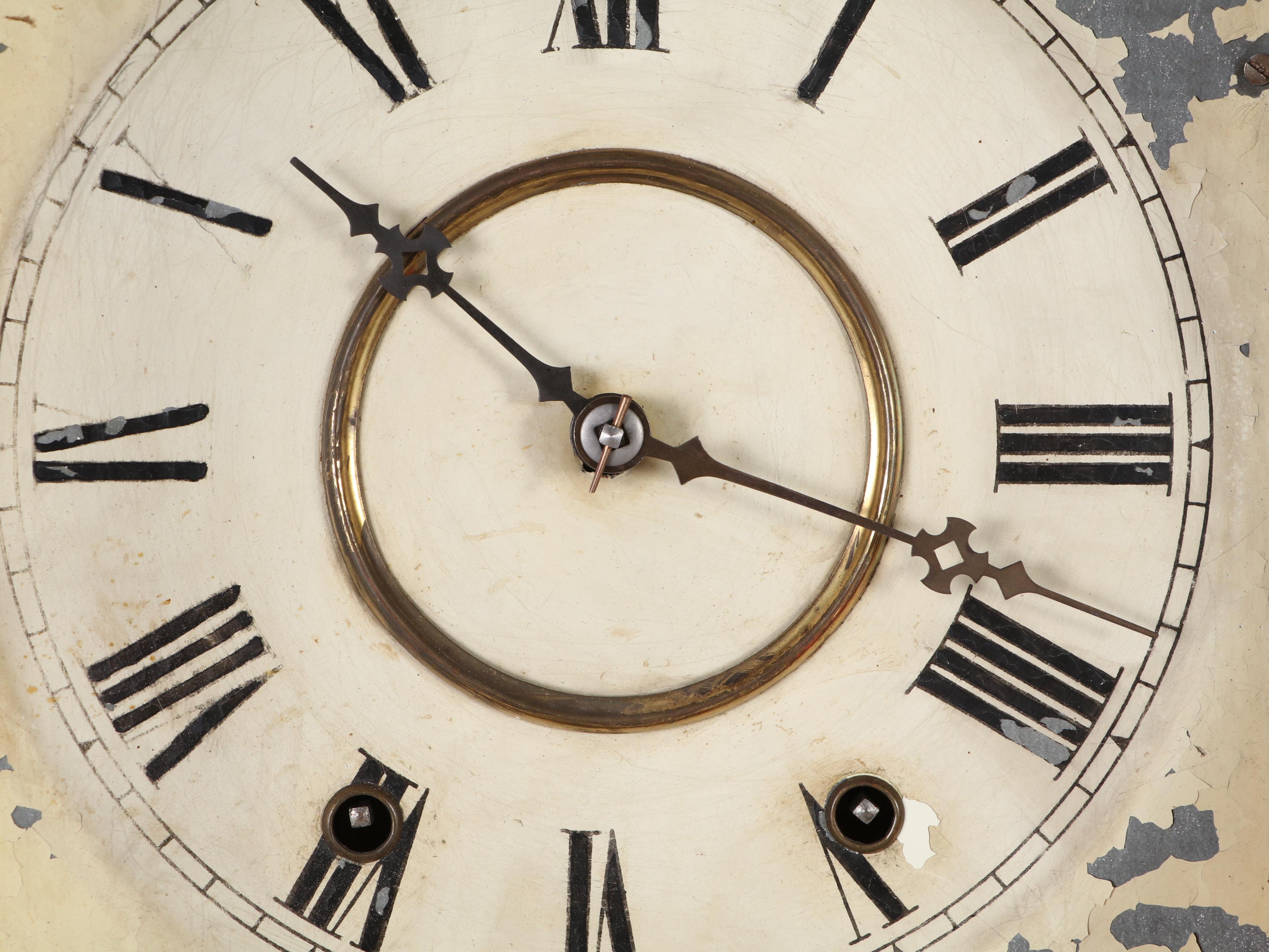 Late Victorian Turned and Carved Wooden Wall Clock, Late 19th Century