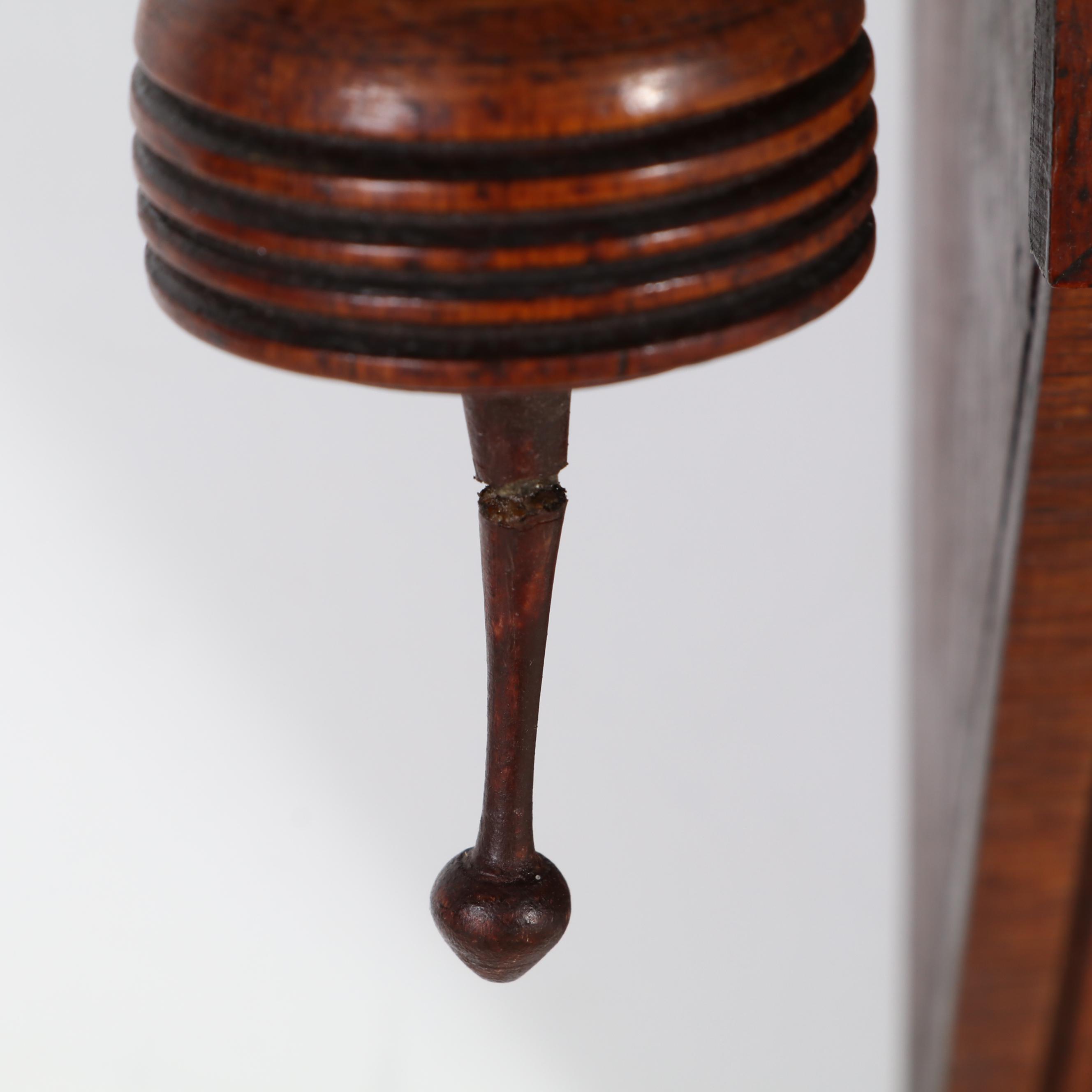 Late Victorian Turned and Carved Wooden Wall Clock, Late 19th Century