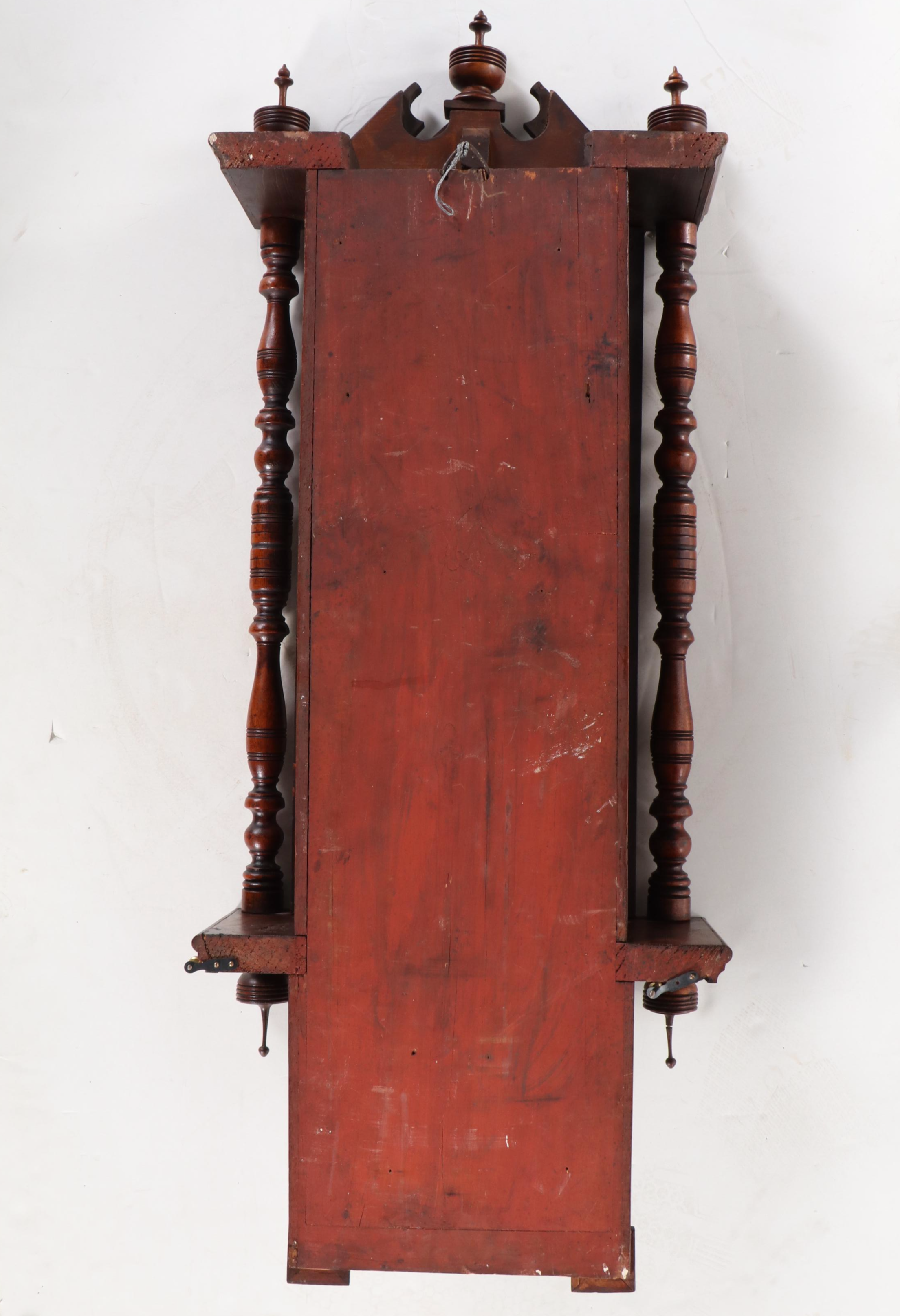 Late Victorian Turned and Carved Wooden Wall Clock, Late 19th Century