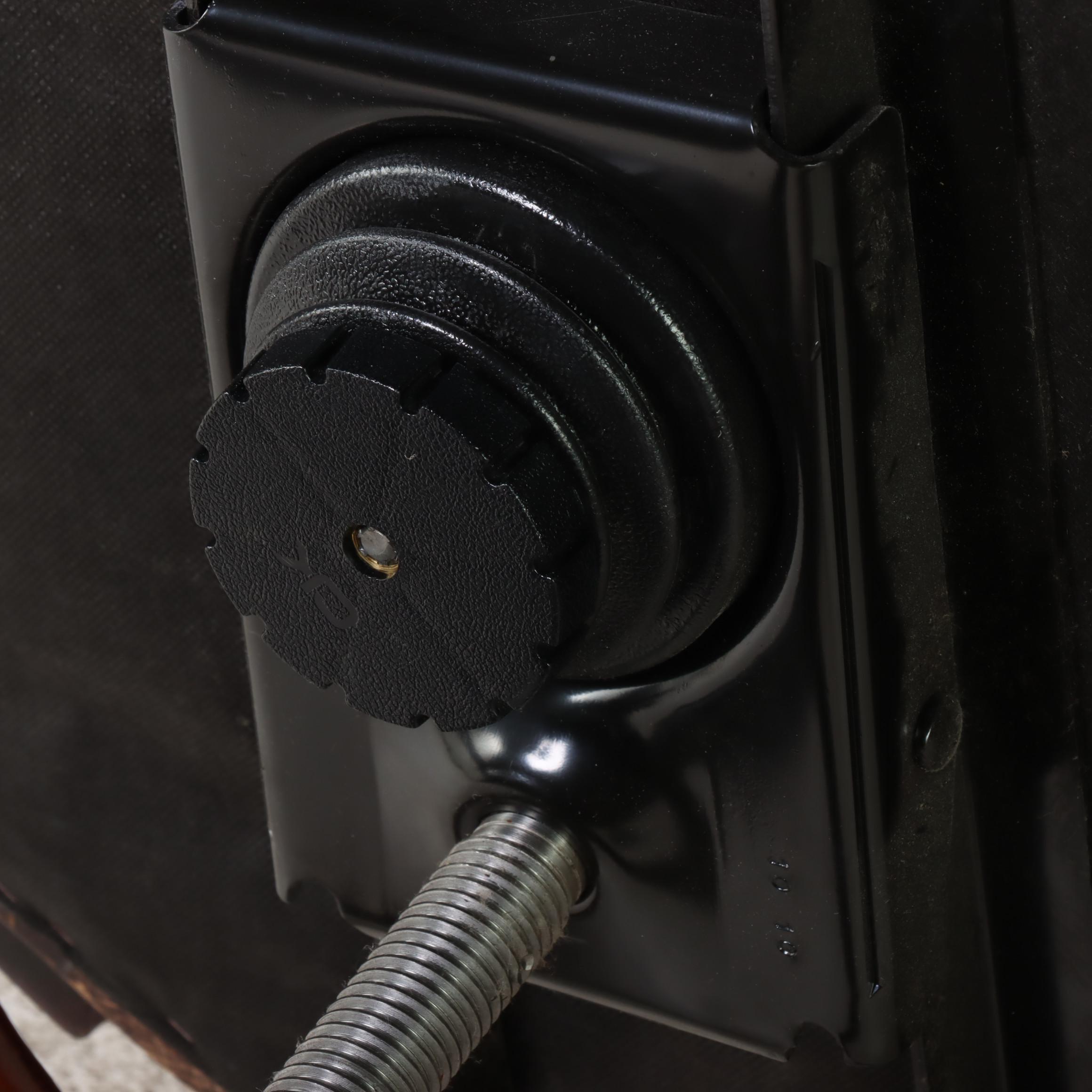 Leather-Upholstered and Brass-Tacked Wooden Swivel-Base Desk Chair