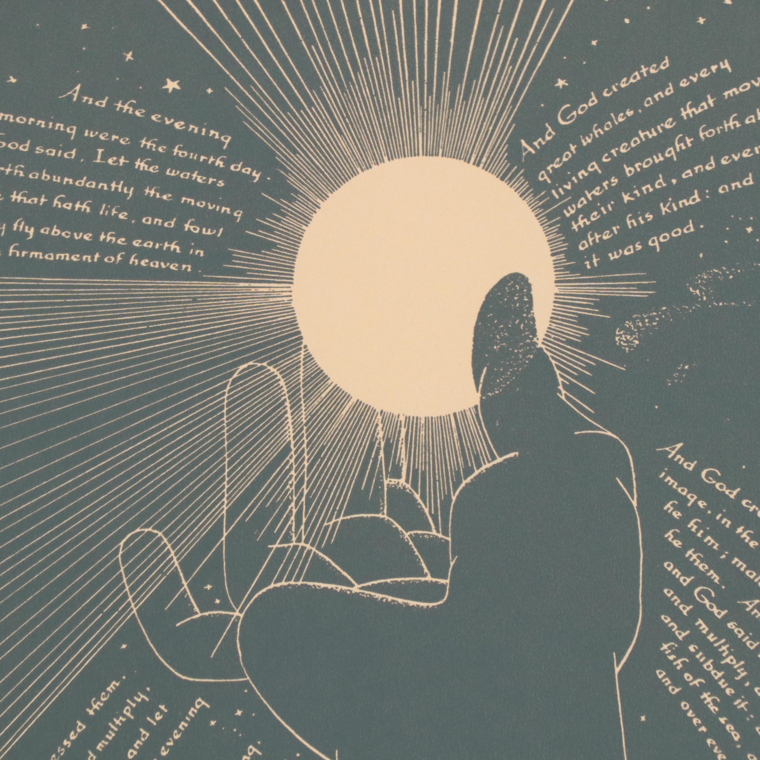 Rockwell Kent Wood Engraving End Page For "World-Famous Paintings," Circa 1939