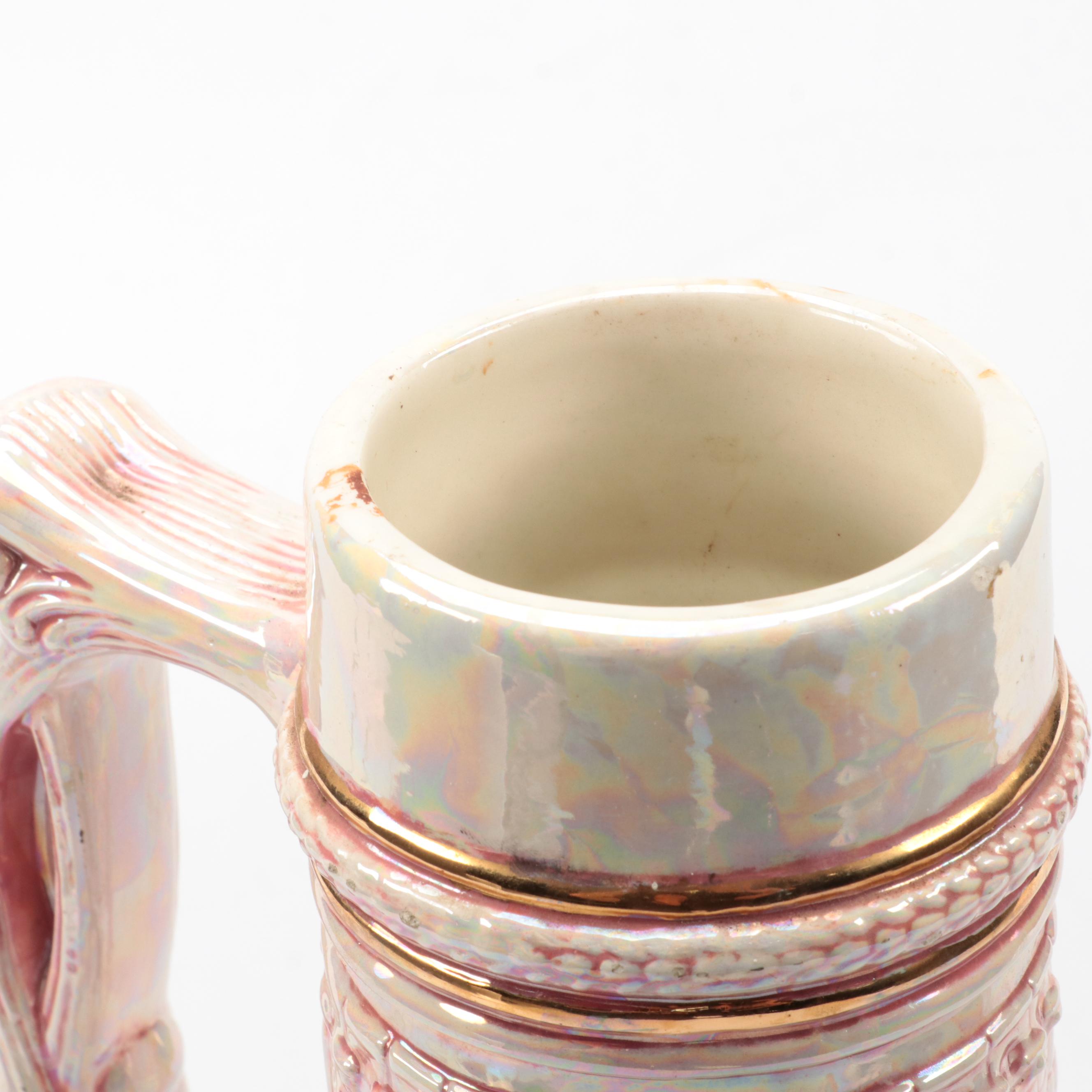 Pink Luster Glazed Beer Stein, Early to Mid-20th Century