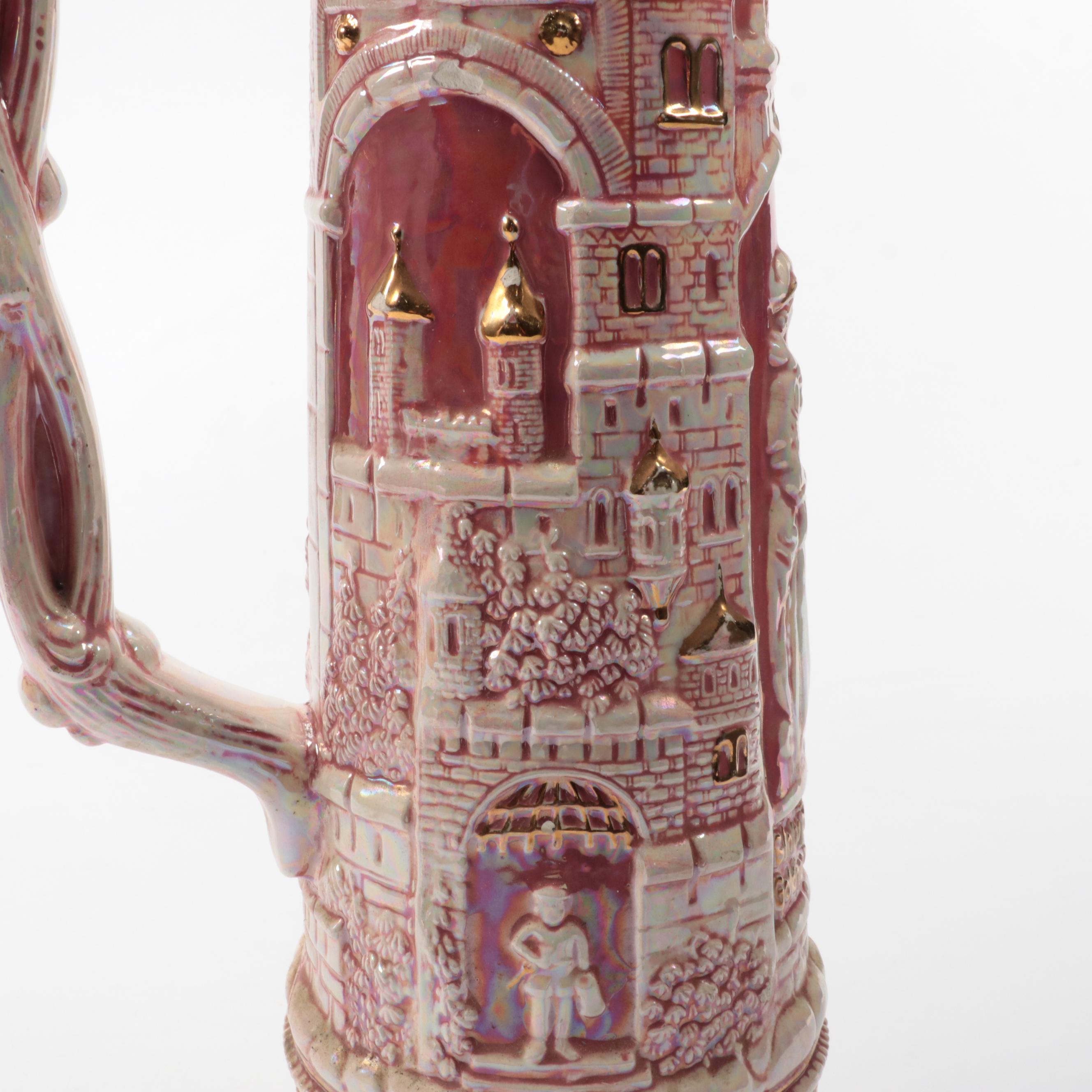 Pink Luster Glazed Beer Stein, Early to Mid-20th Century