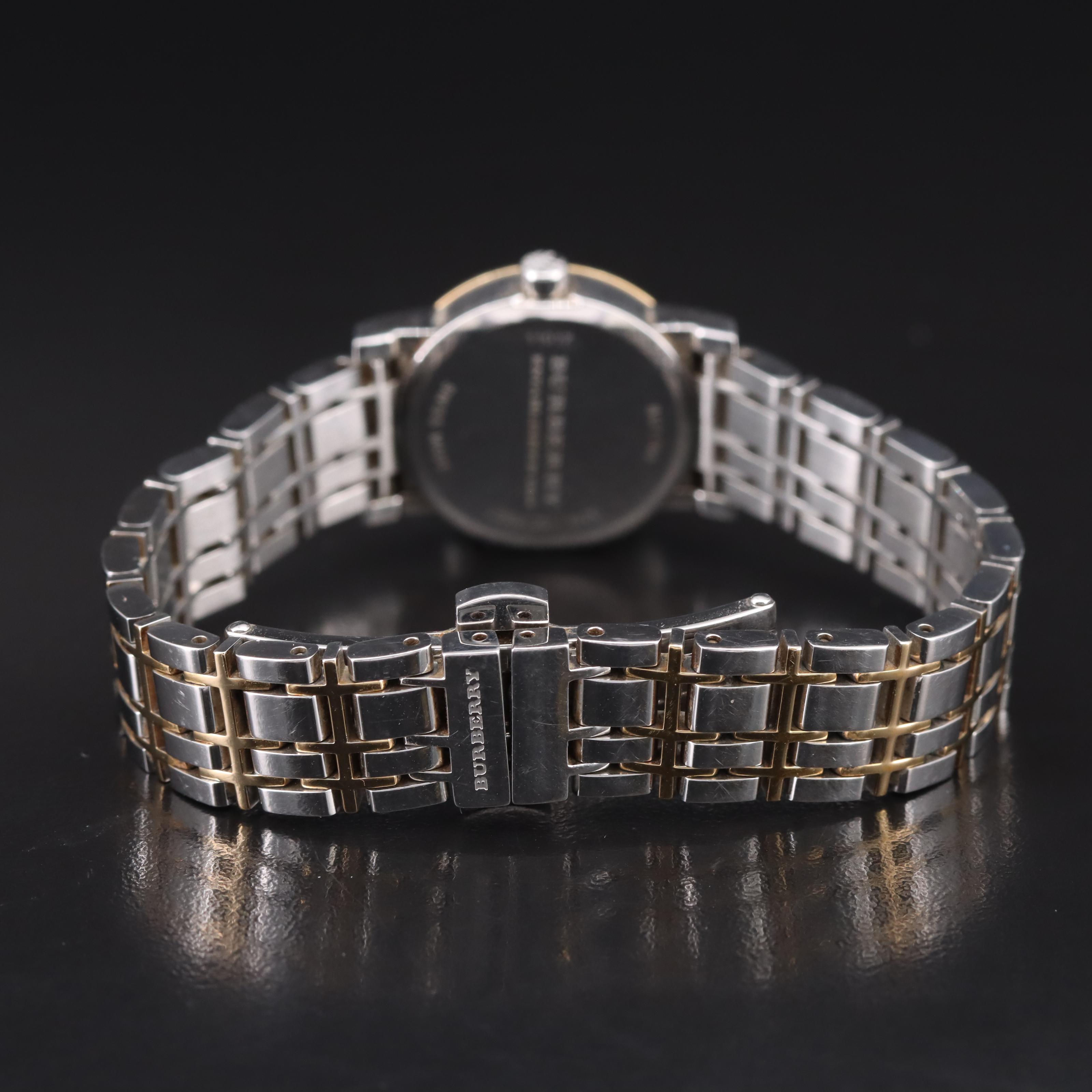 Burberry Engraved Plaid Dial Two-Tone Watch