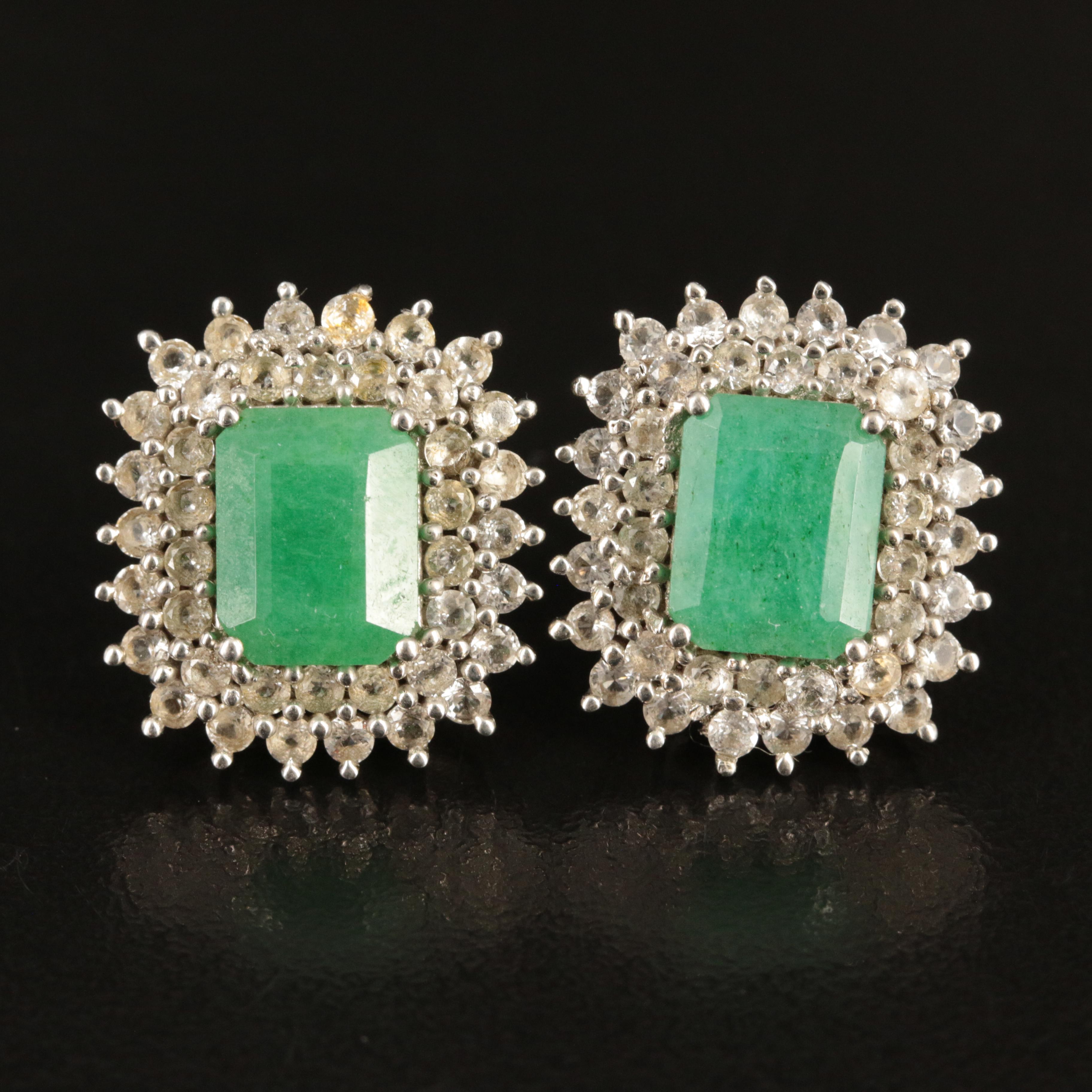 Sterling Beryl and White Sapphire Earrings