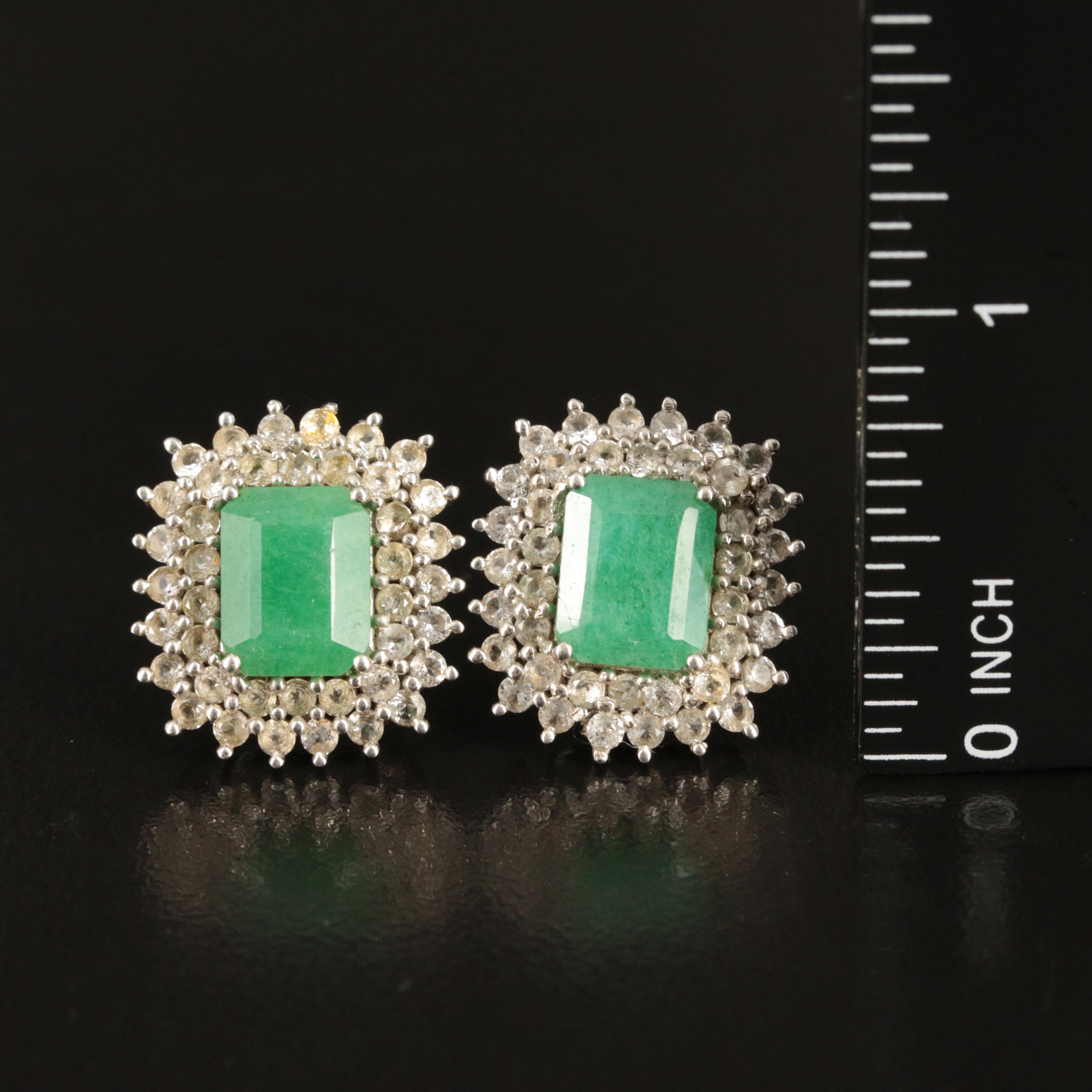 Sterling Beryl and White Sapphire Earrings
