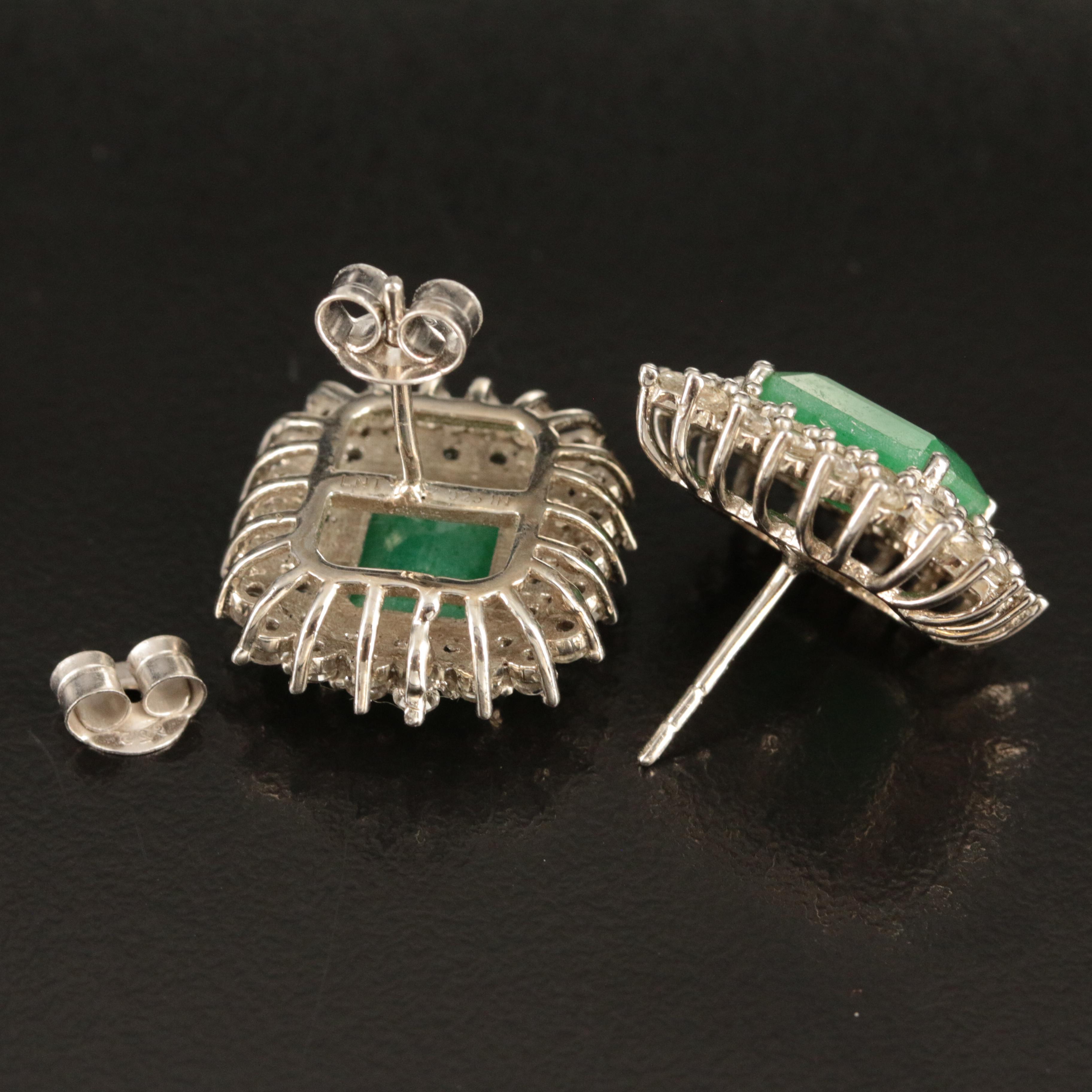 Sterling Beryl and White Sapphire Earrings