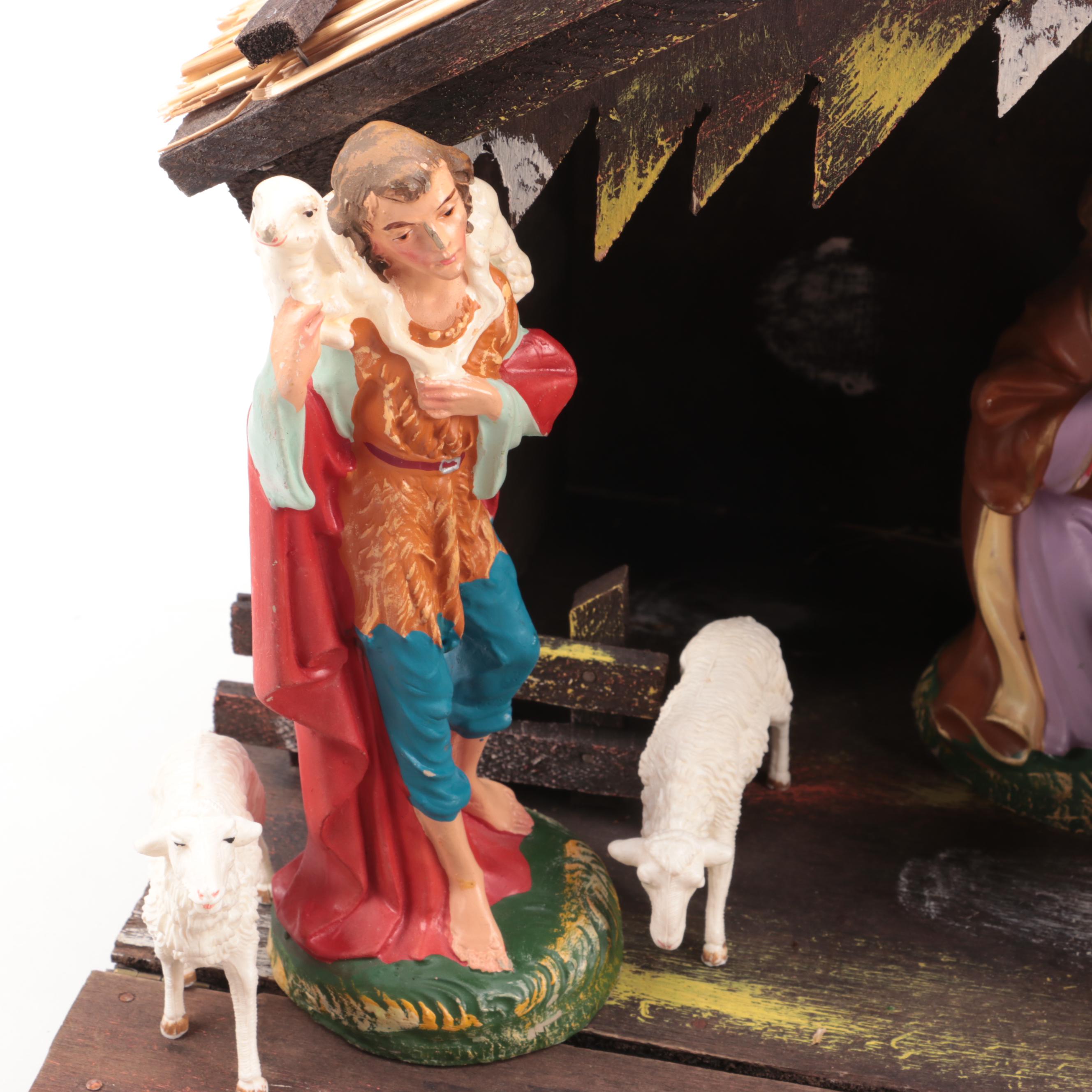 Italian Papier-Mache Nativity Set, Mid-20th Century