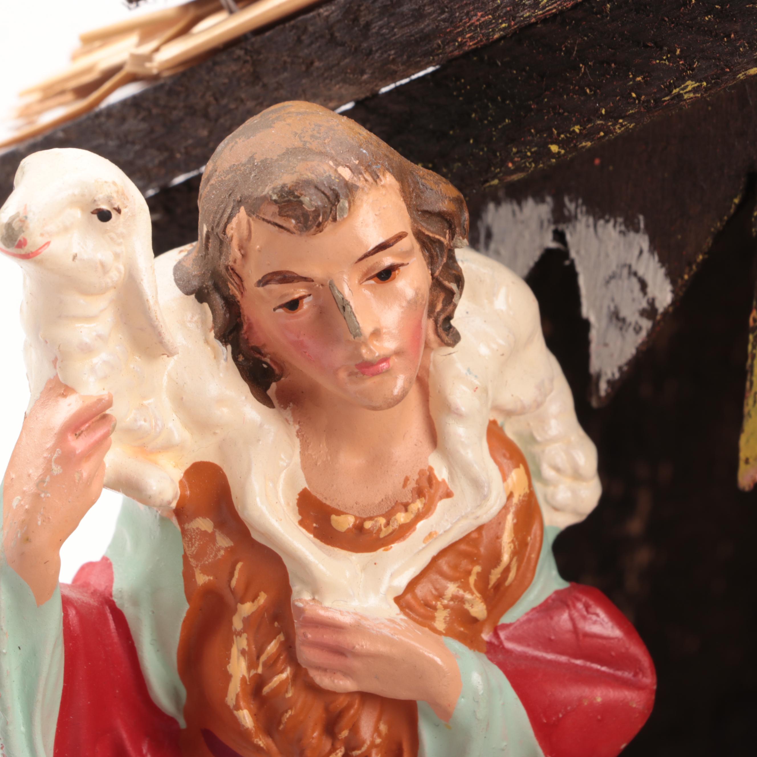 Italian Papier-Mache Nativity Set, Mid-20th Century