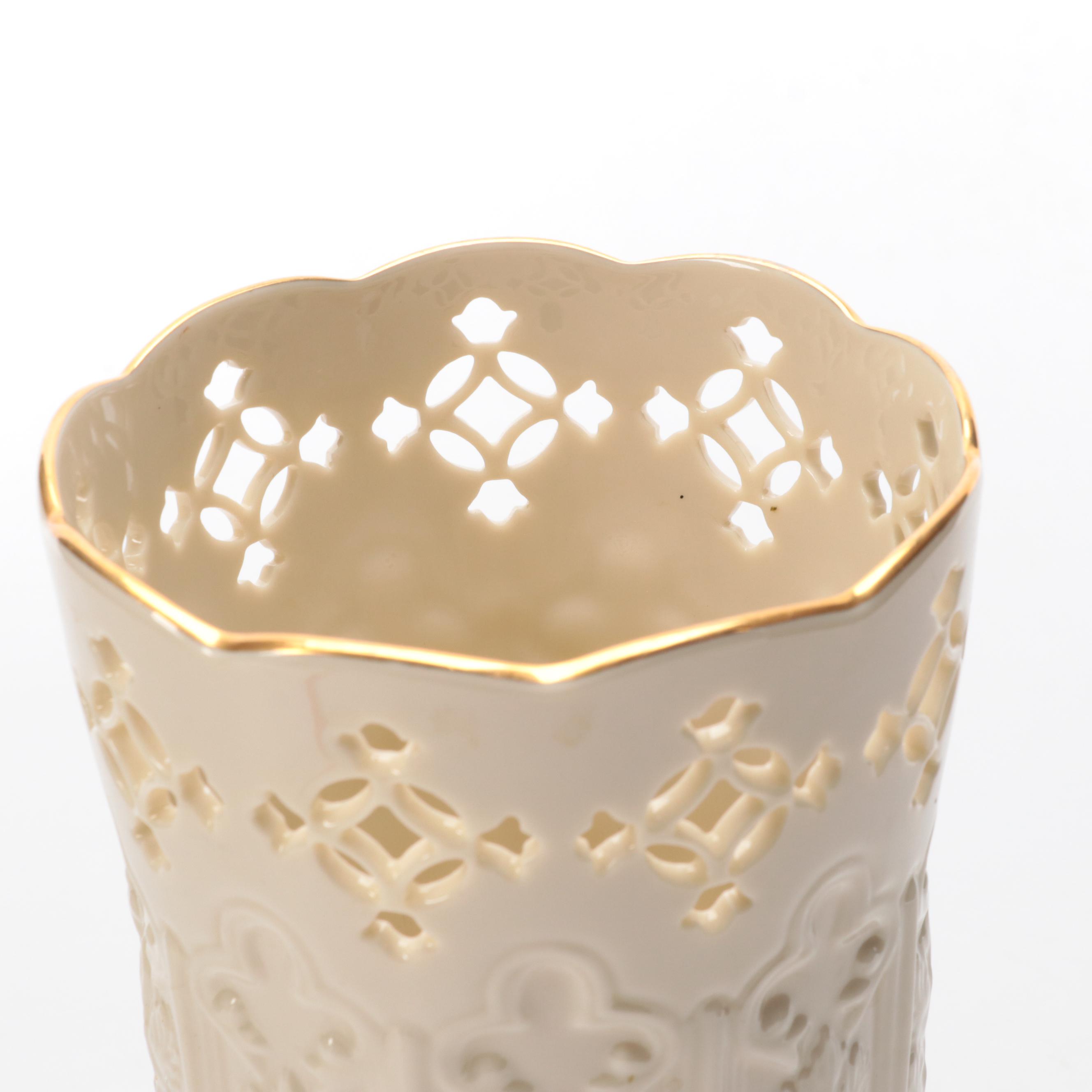 Lenox Bone China Vase with Venetian Style Glass Decanter, Mid to Late 20th C.