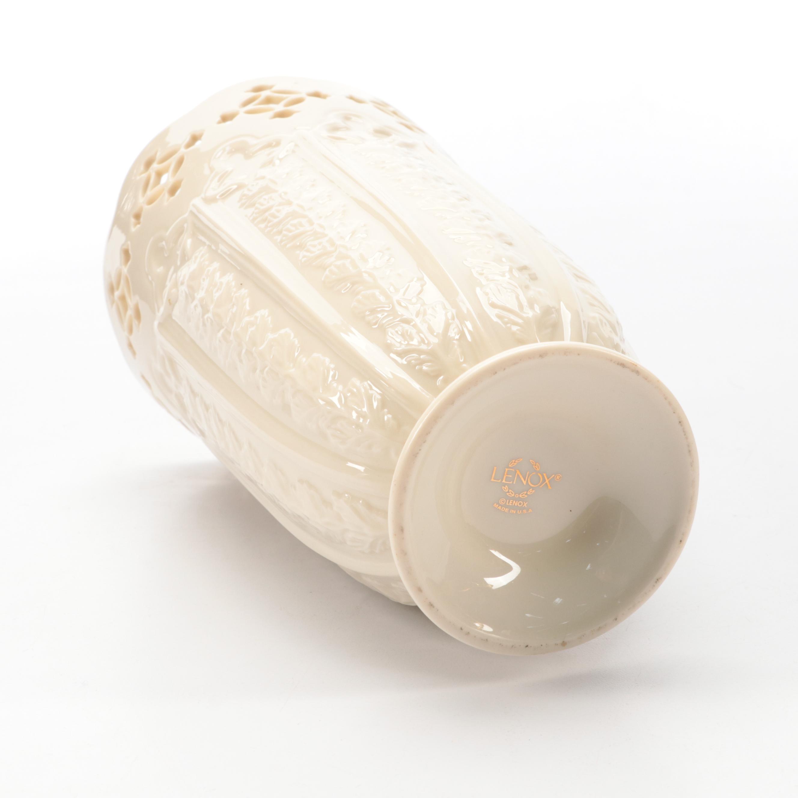 Lenox Bone China Vase with Venetian Style Glass Decanter, Mid to Late 20th C.