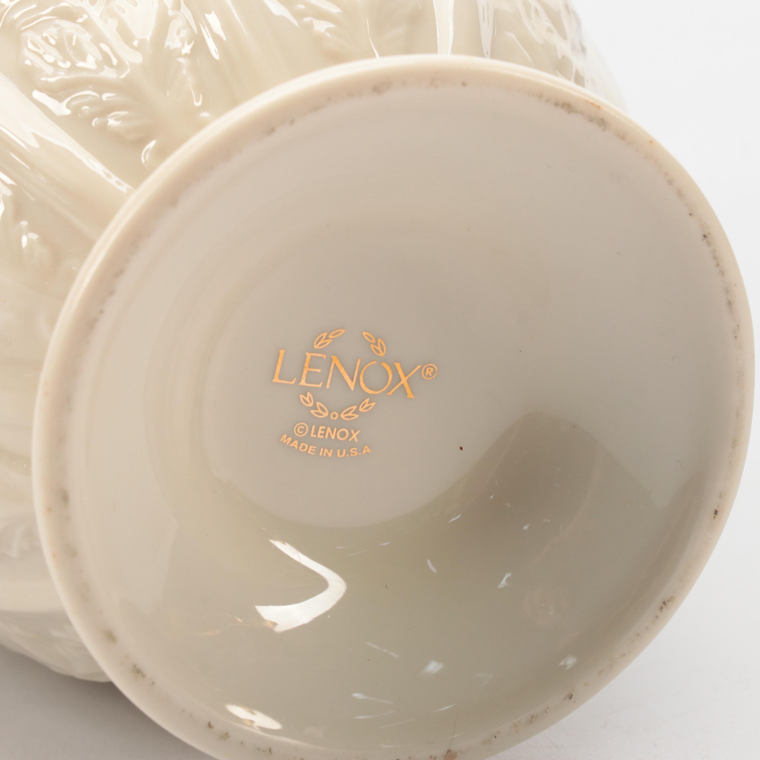 Lenox Bone China Vase with Venetian Style Glass Decanter, Mid to Late 20th C.