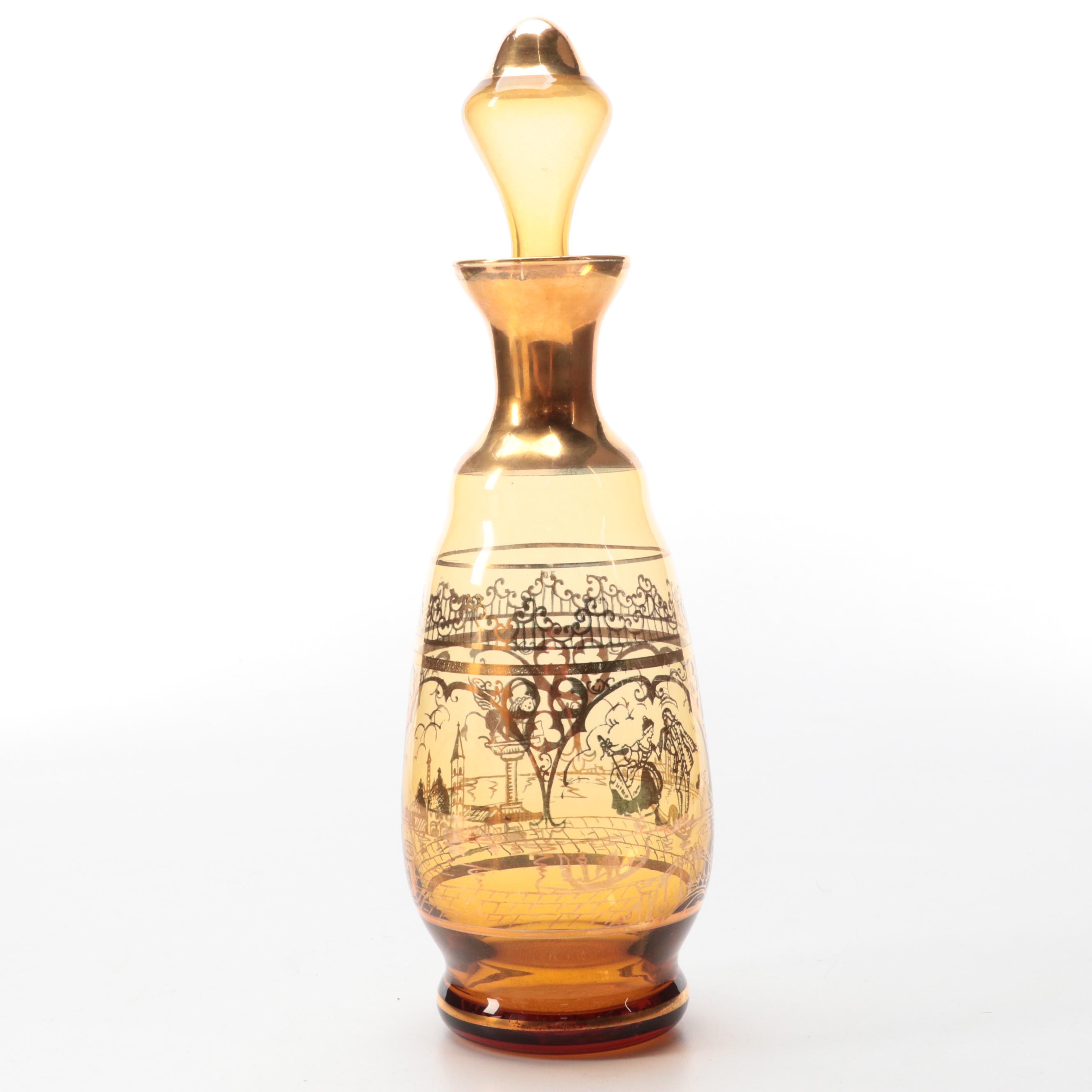 Lenox Bone China Vase with Venetian Style Glass Decanter, Mid to Late 20th C.