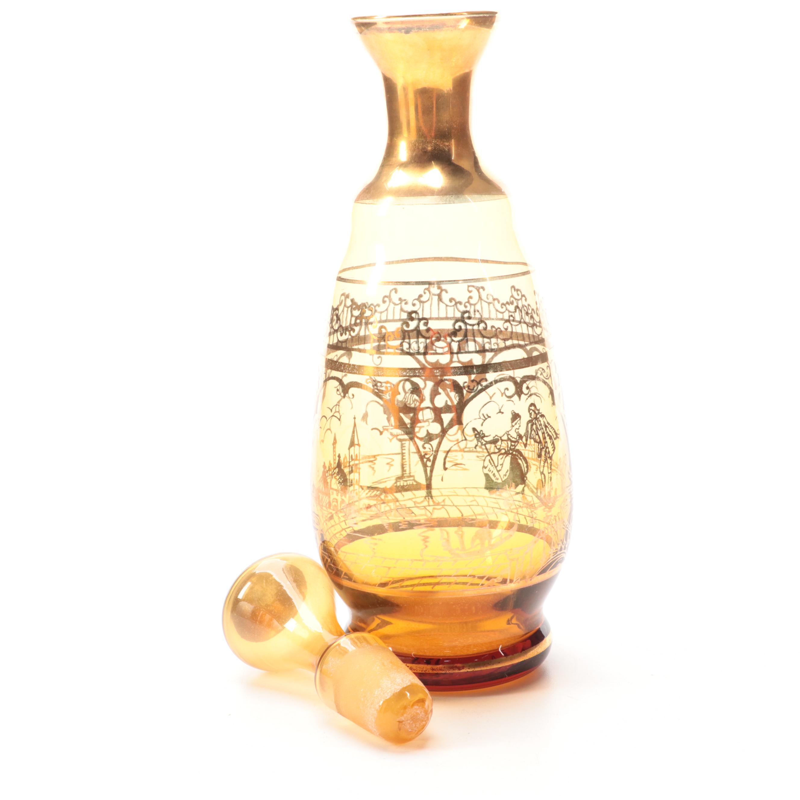 Lenox Bone China Vase with Venetian Style Glass Decanter, Mid to Late 20th C.