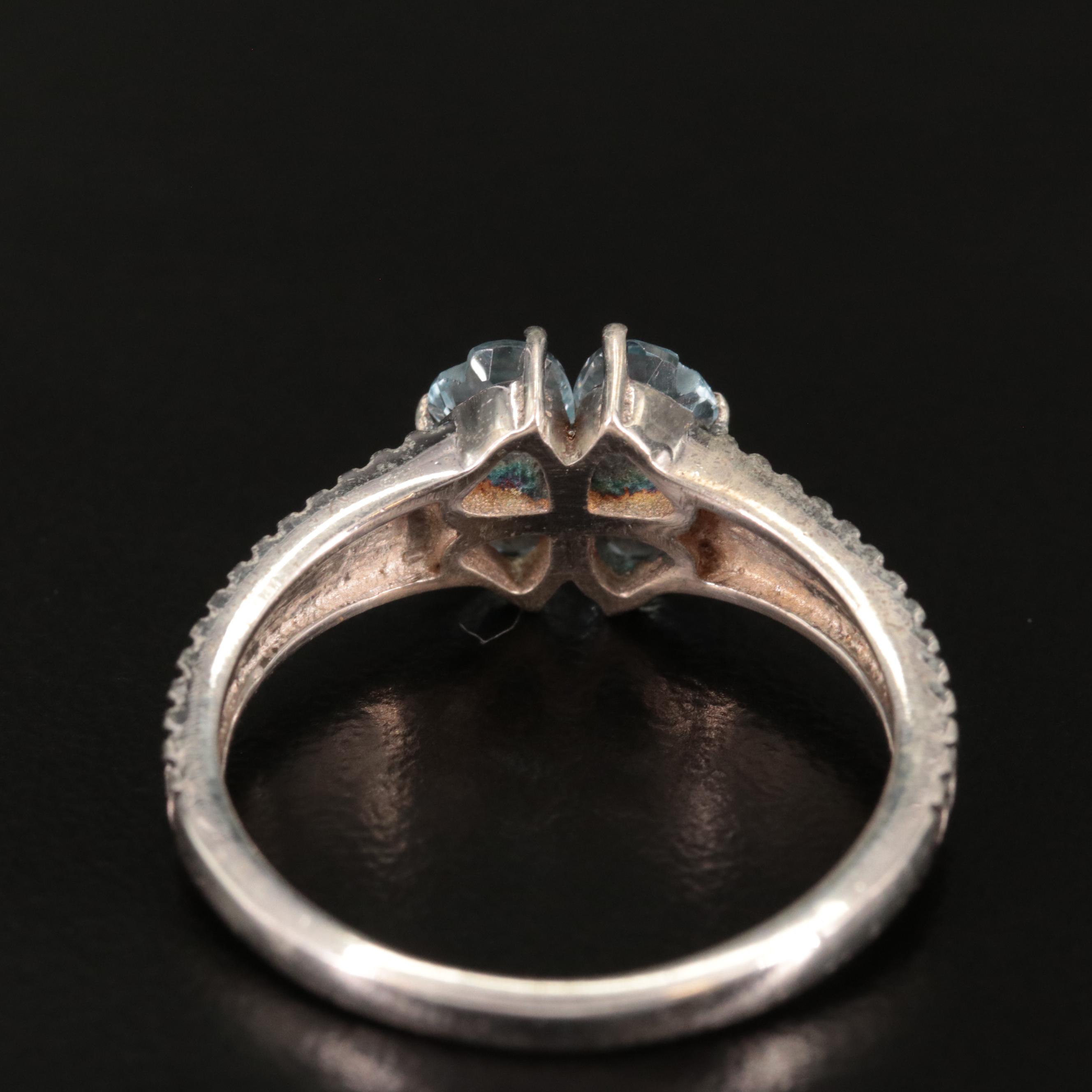 Sterling Blue Topaz Flower Ring