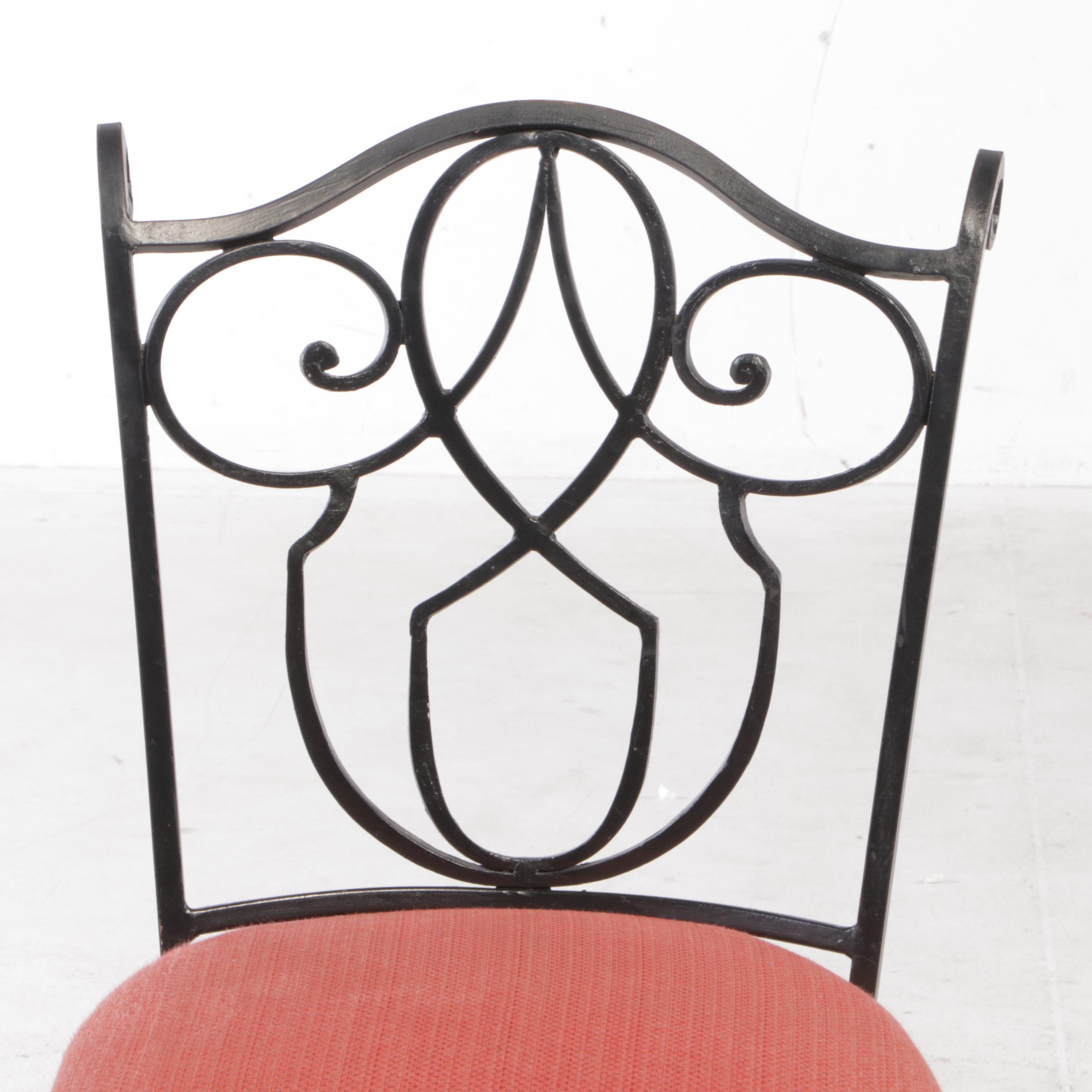 Pair of Iron Swivel-Base Side Chairs
