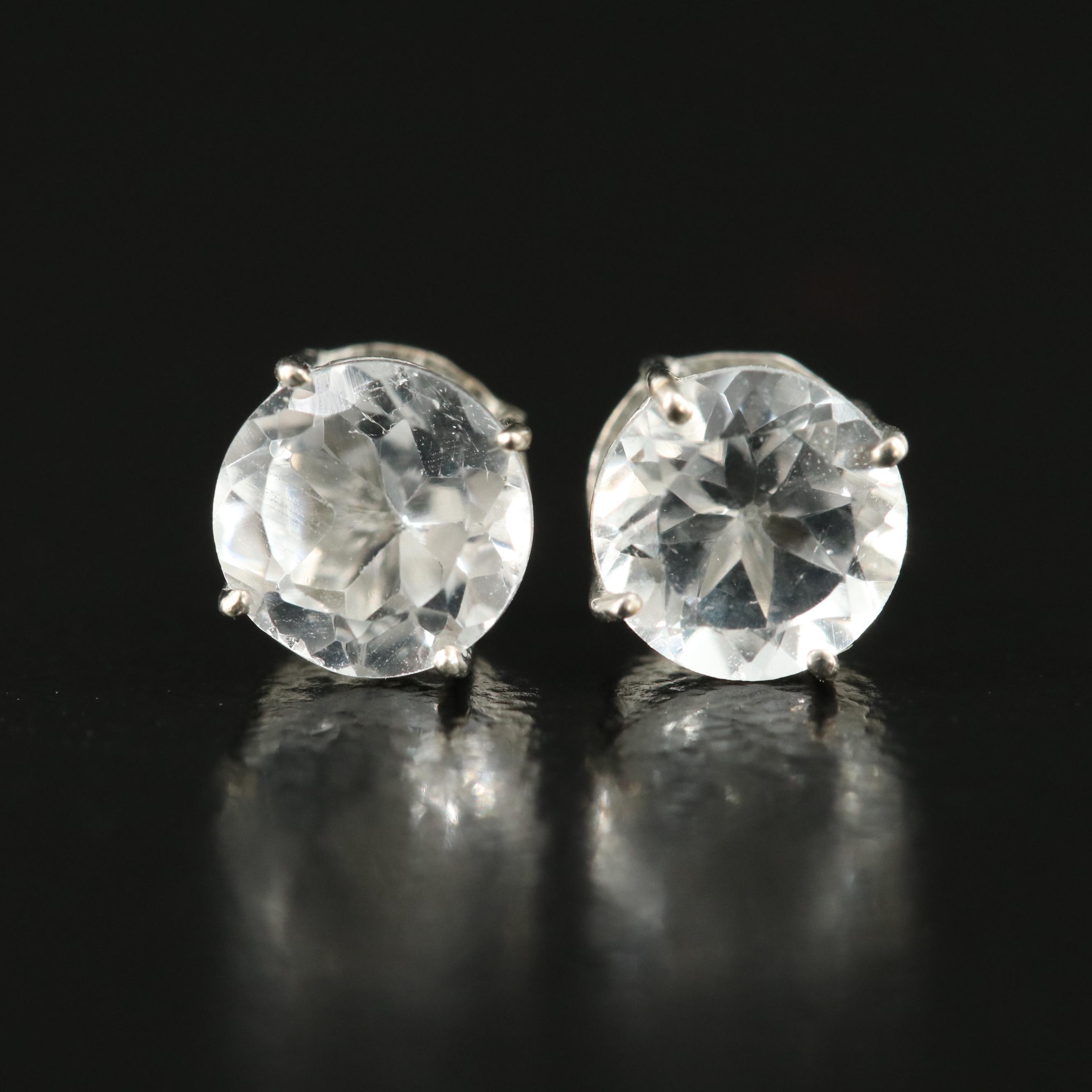 Sterling Topaz Stud Earrings