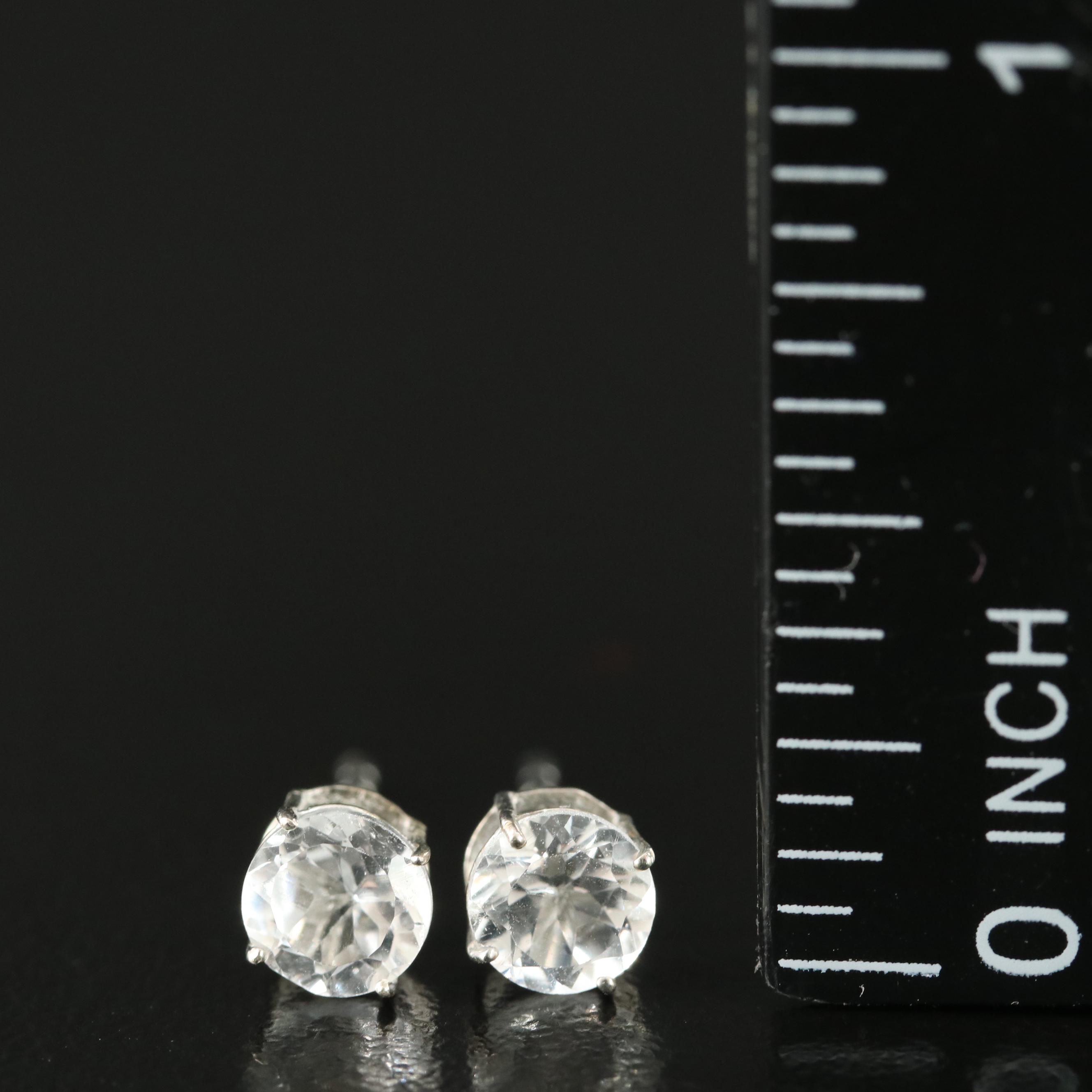 Sterling Topaz Stud Earrings