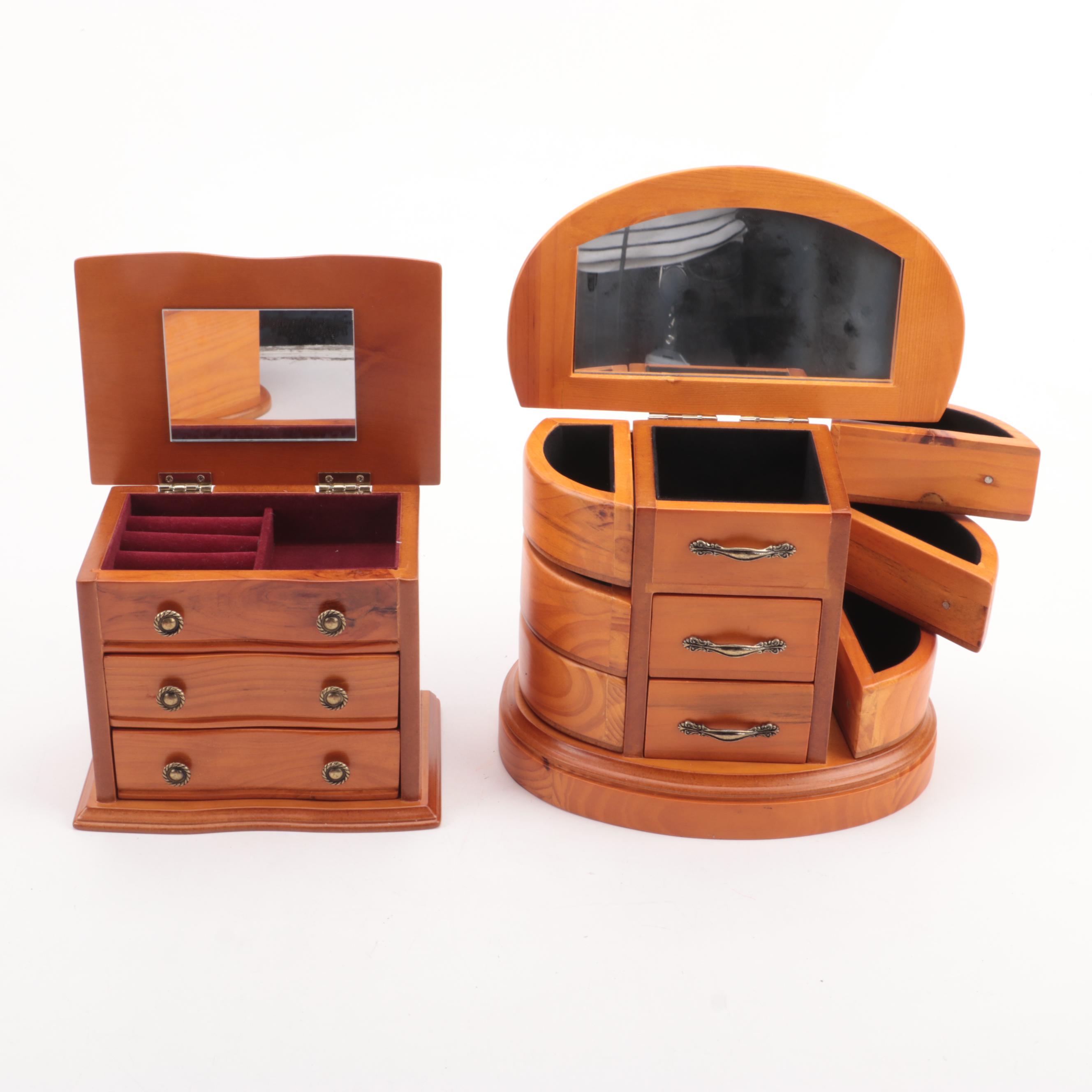 Heart-Shaped and Other Wooden Jewelry Boxes