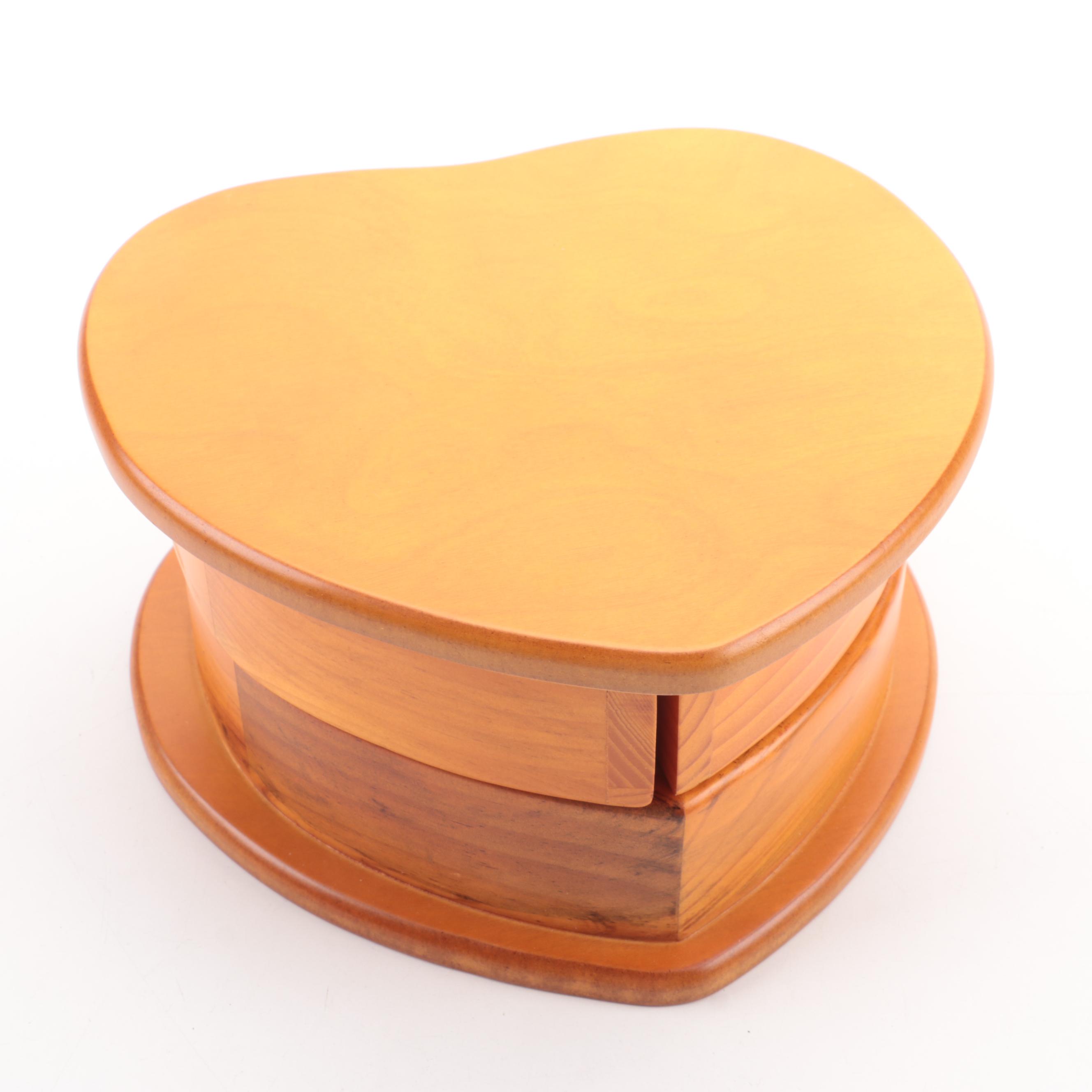 Heart-Shaped and Other Wooden Jewelry Boxes
