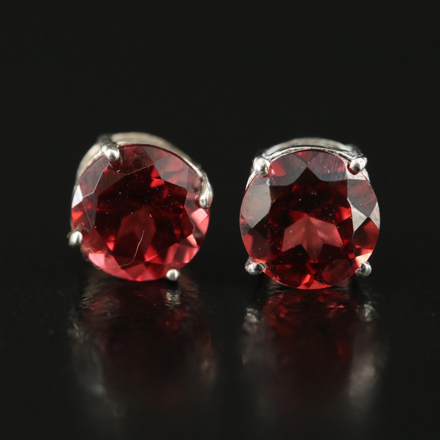 Sterling Garnet Stud Earrings