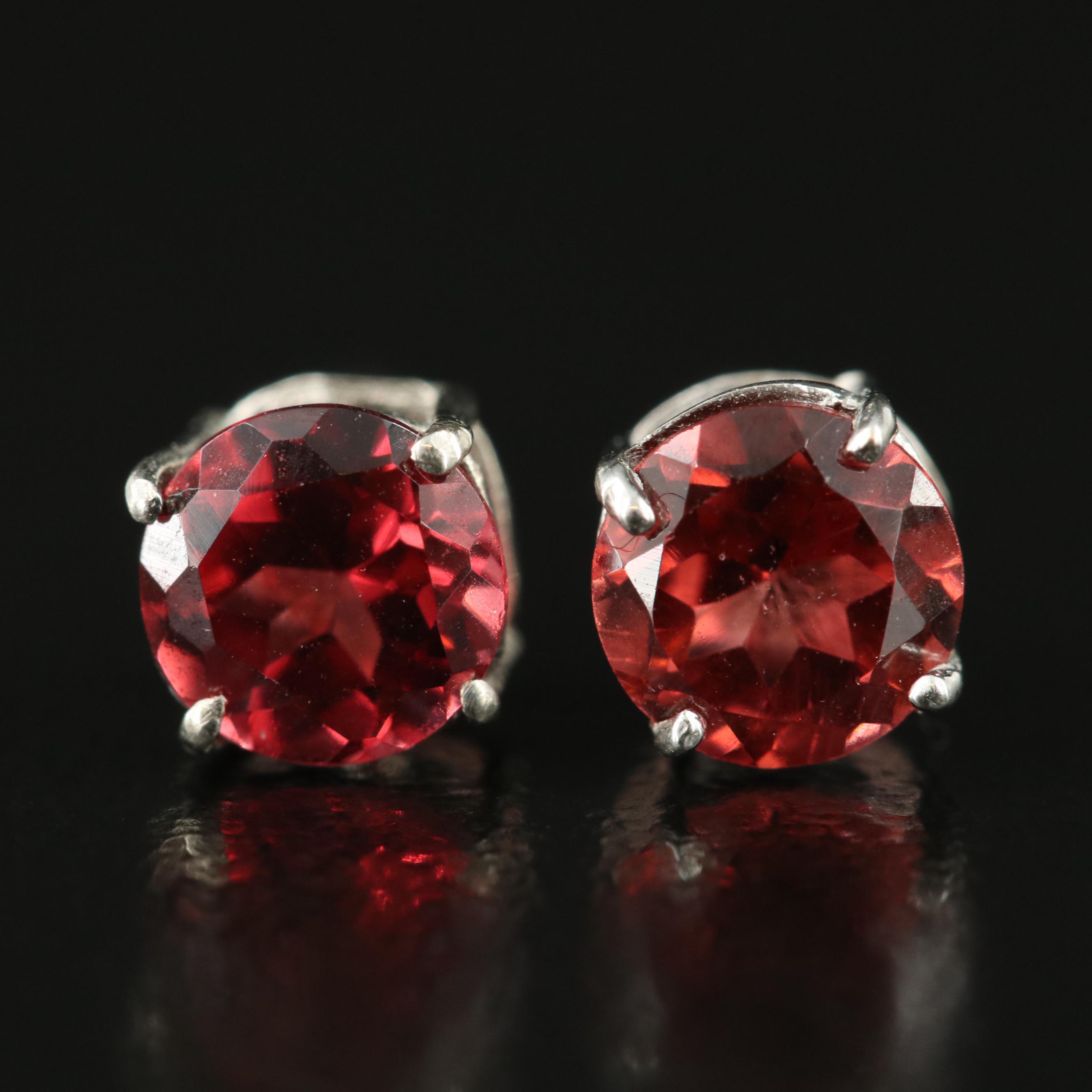 Sterling Garnet Stud Earrings