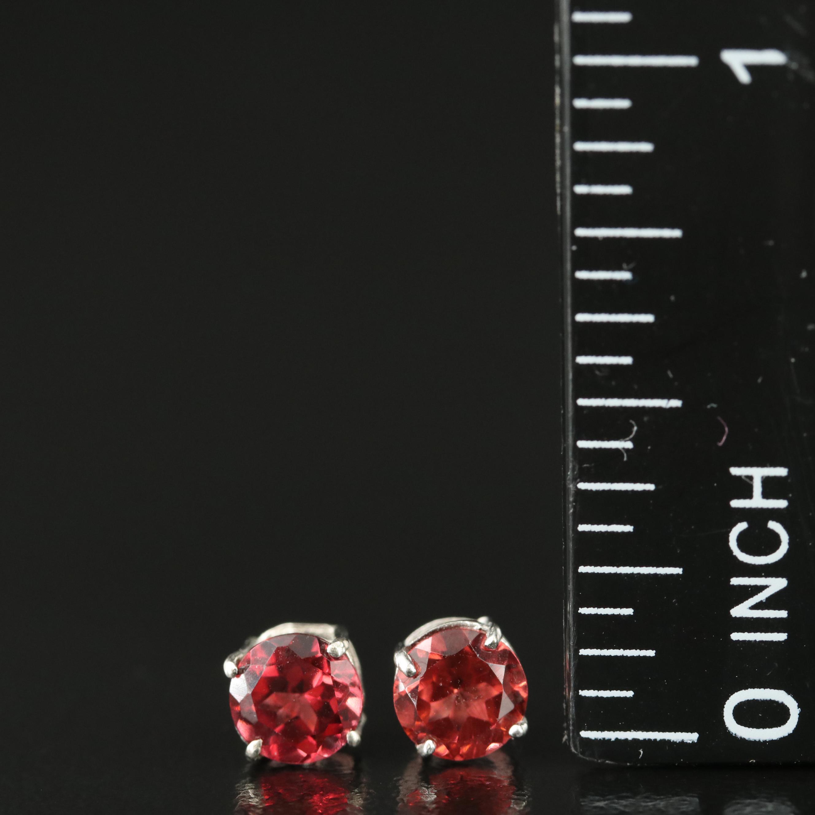 Sterling Garnet Stud Earrings